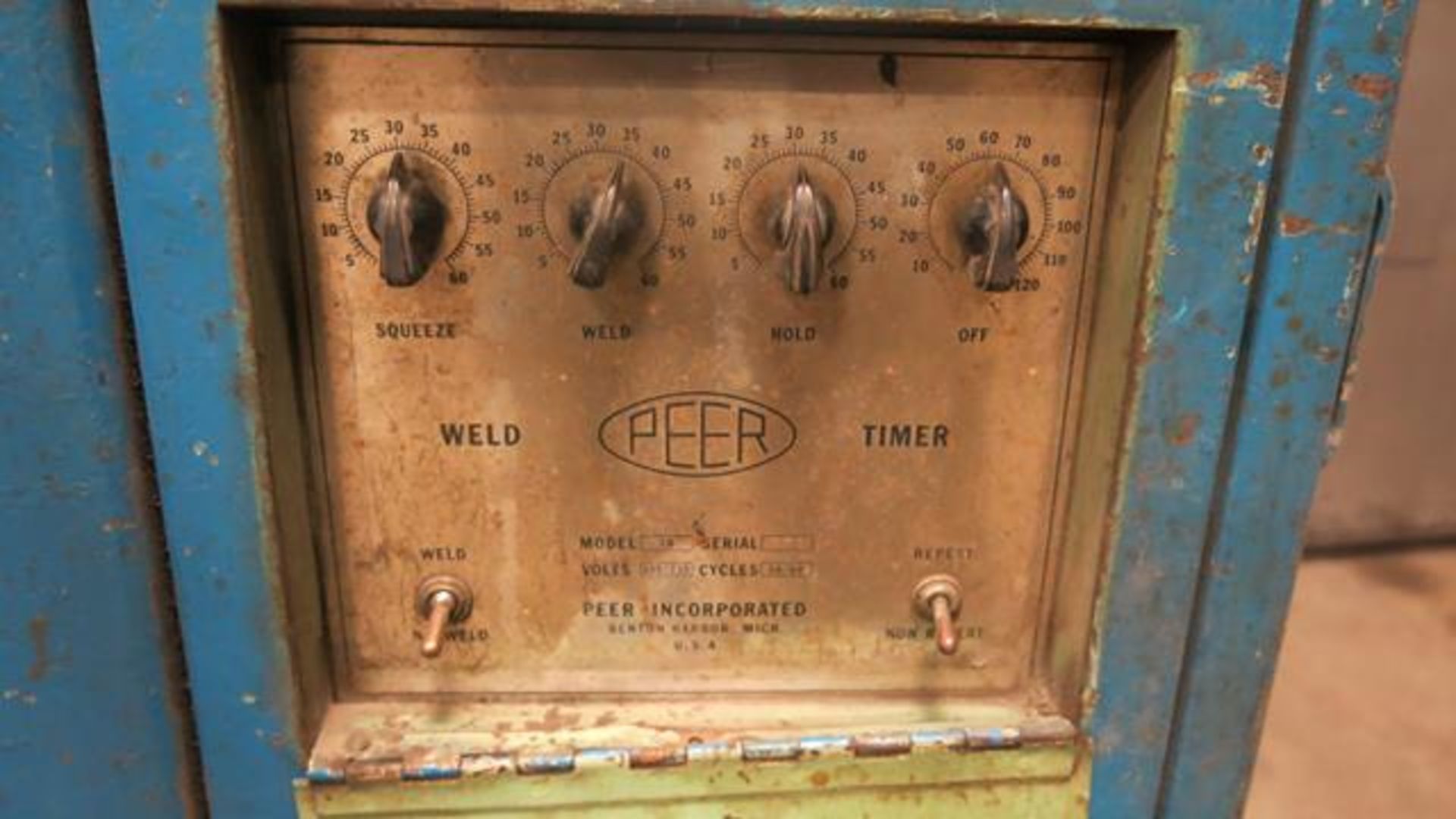 PEER, A215, 15 KVA, SPOT WELDER, 27" THROAT, S/N 11050 (RIGGING $35) - Image 3 of 4