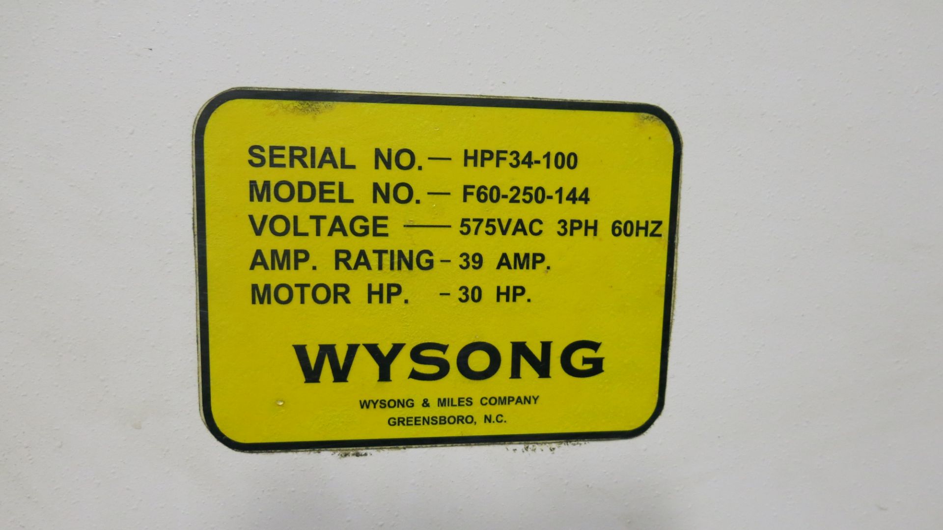 WYSONG, FAB 250-144, 250 TON X 12', CNC PRESS BRAKE, CYBELEC, CNC CONTROL, S/N HPF34-100 (RIGGING $ - Image 9 of 9