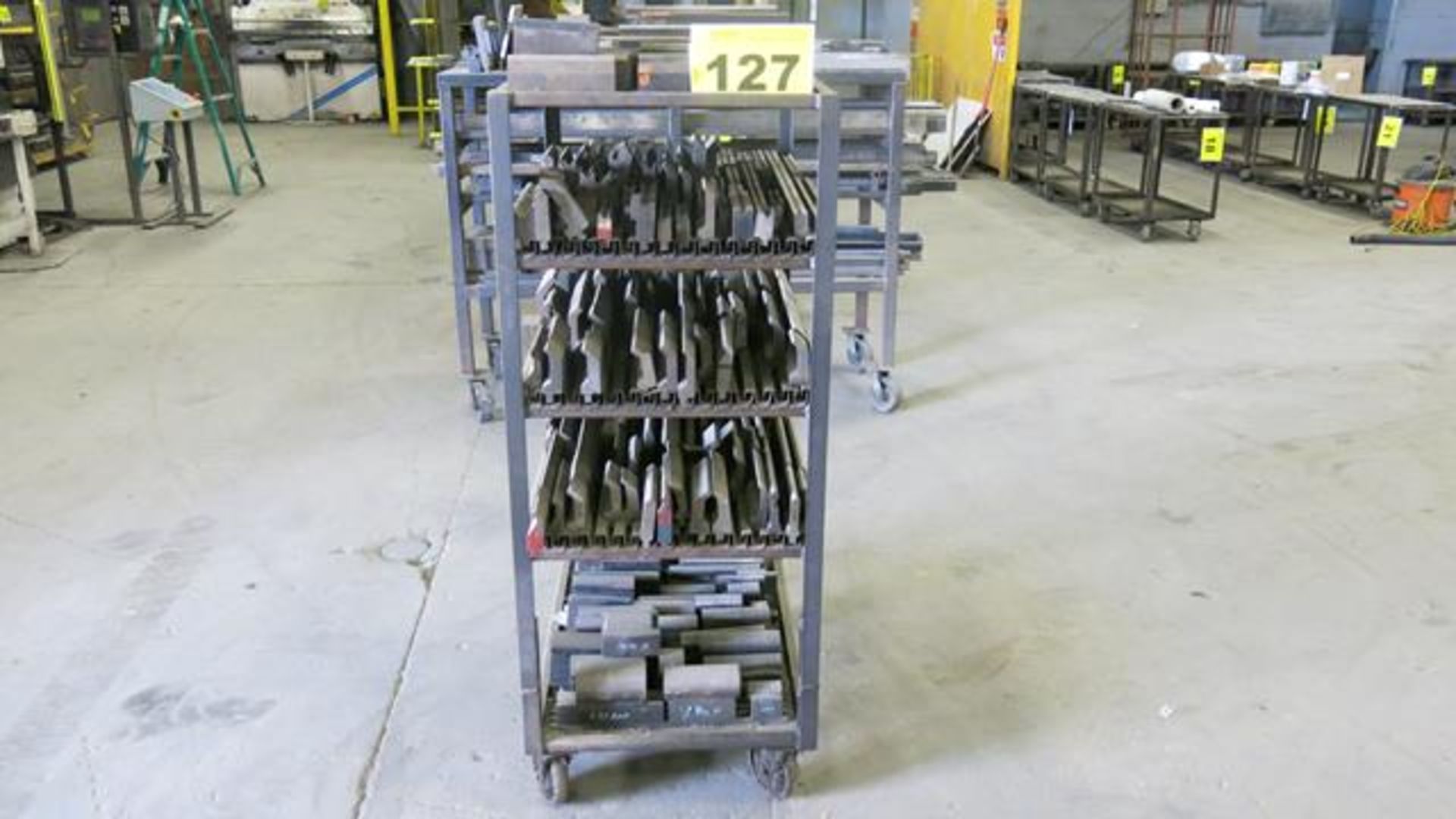 LOT OF ASSORTED TOOLING FOR WYSONG, THS60-72 (LOT 126) WITH CART