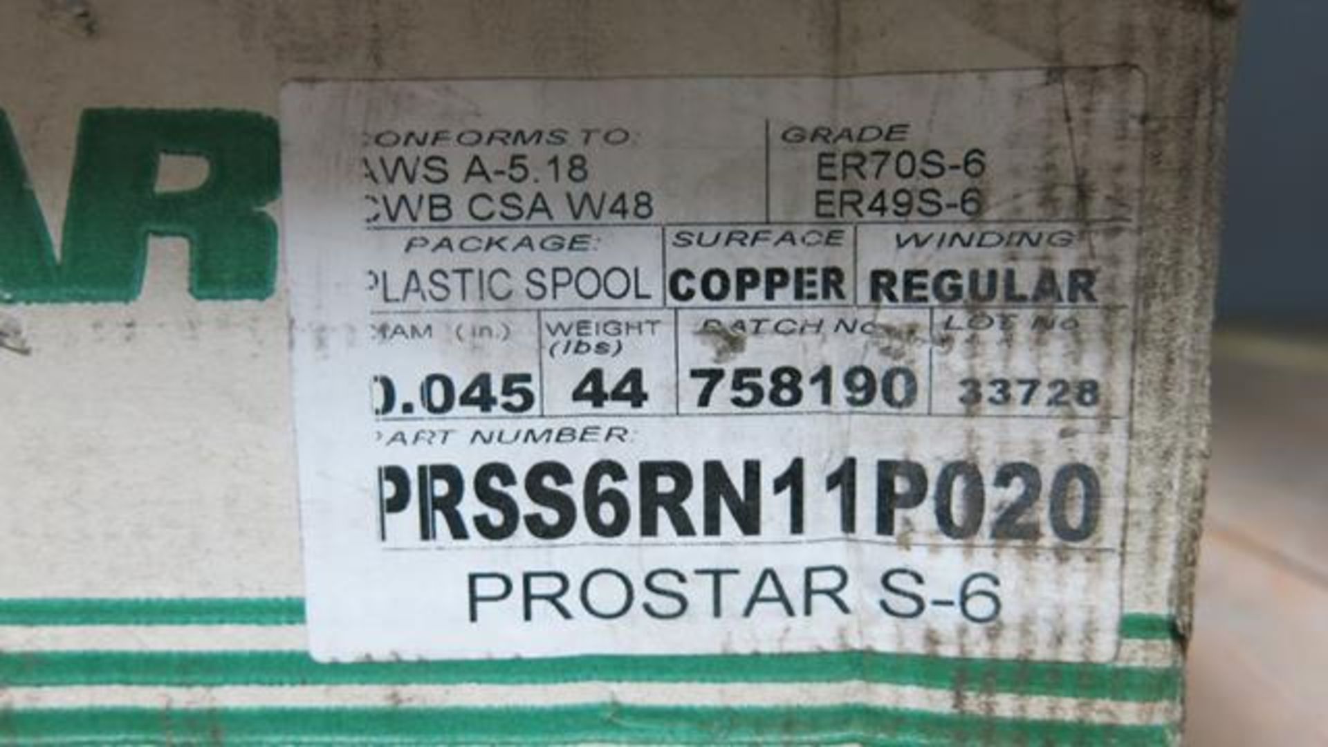 LOT OF (3) PROSTAR, PRSS6RN11P020, COPPER, 0.045", WELDING WIRE ROLLS AND (1) PROSTAR, PRS70S6- - Image 4 of 5