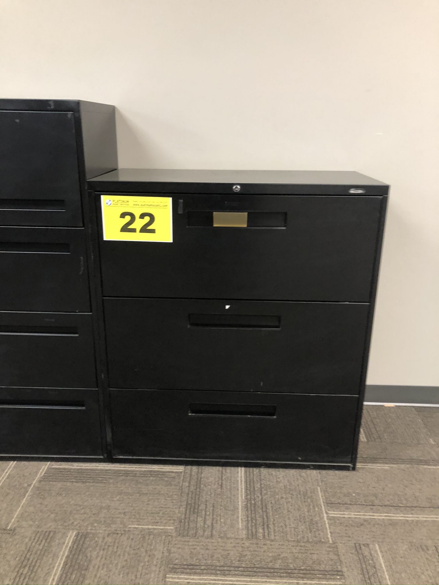 BLACK, THREE DRAWER, FILING CABINET