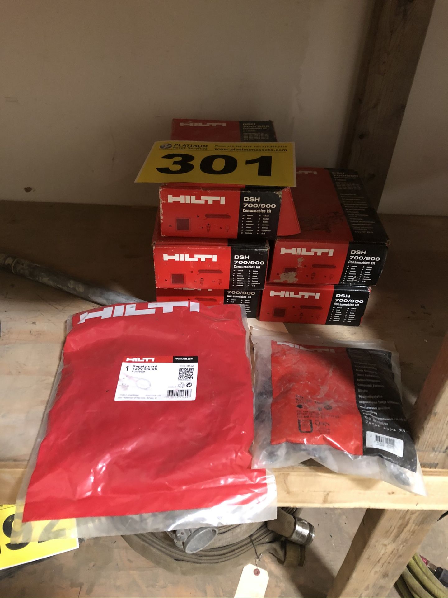 LOT OF (5) HILTI, DSH 700/900, CONSUMABLES KITS AND SUPPLY CORDS - NEW IN BOX