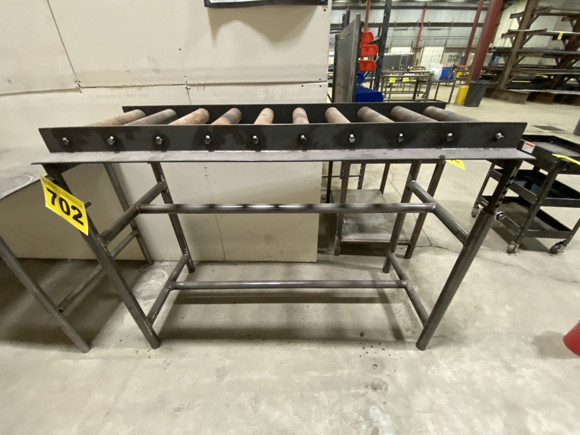 STEEL, ROLLER INFEED CONVEYOR WITH ADJUSTABLE INCLINE, 5' X 2' X 36" (L,W,H), 48" HEIGHT MAXIMUM