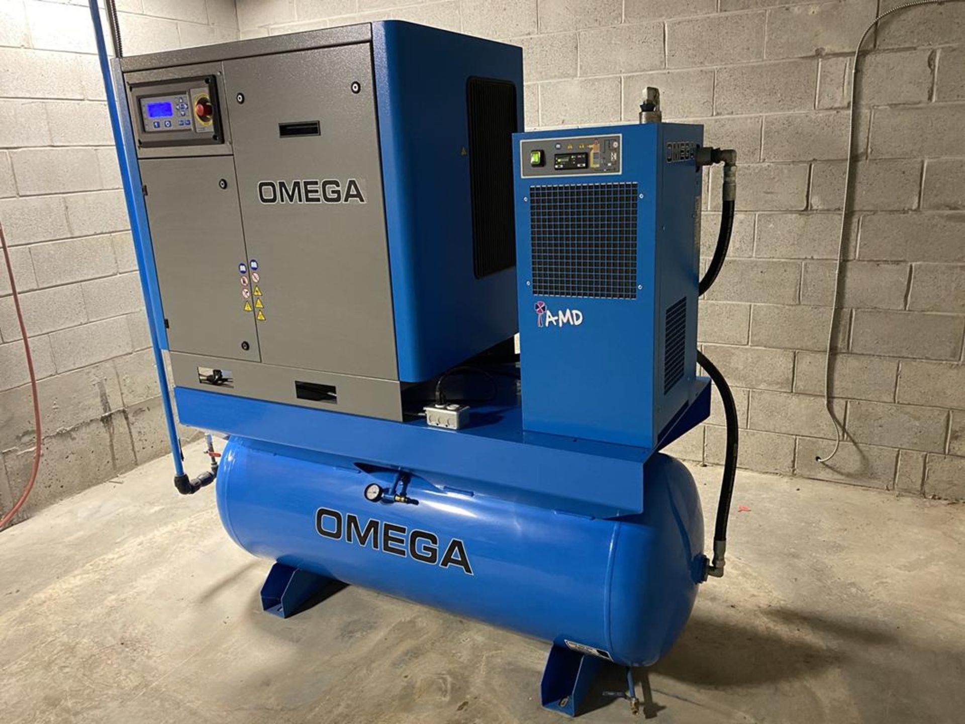 OMEGA, PS-1015-10-05-120TD, 20 HP, ROTARY SCREW AIR COMPRESSOR, 145 PSI, 2,664 HOURS, WITH AIR DRYER - Image 3 of 8