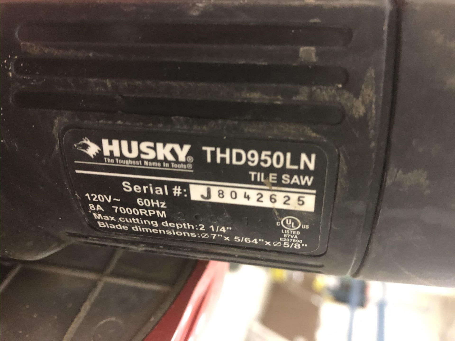 HUSKY, THD950LN, TILE SAW WITH TRAY, S/N J8042624 - Image 3 of 3