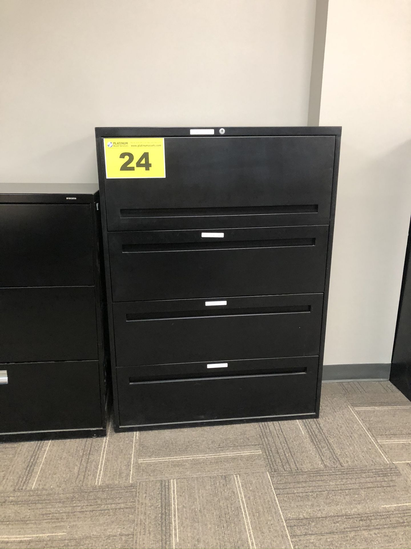 BLACK, FOUR DRAWER, FILING CABINET