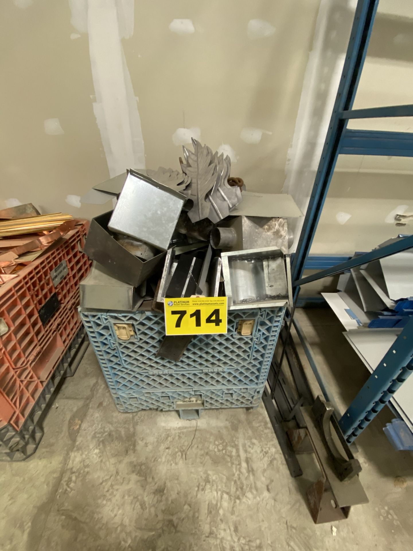 LOT OF ASSORTED METAL WITH PLASTIC STACKING TOTE
