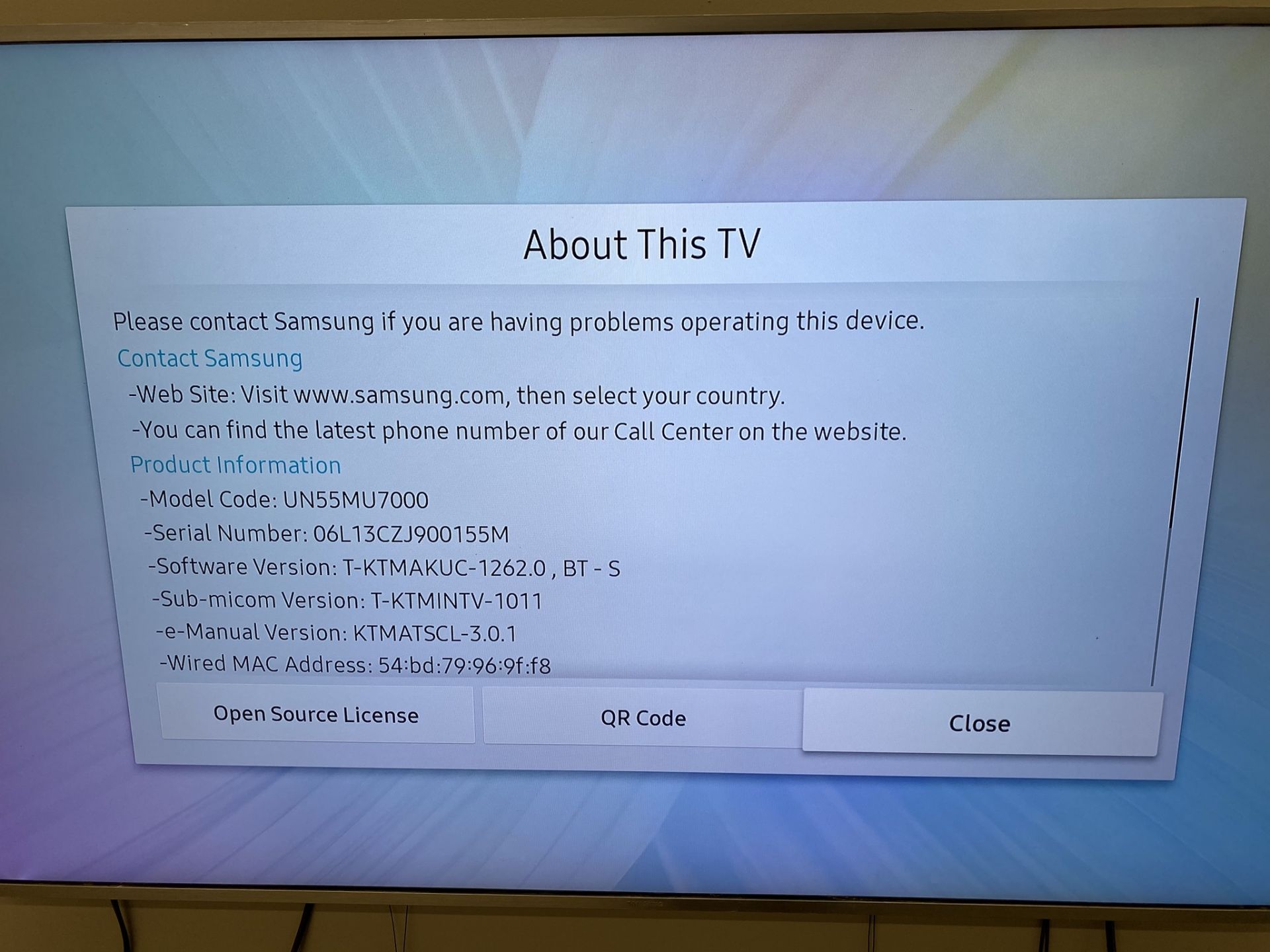 SAMSUNG, UN55MU7000, 55", 4K, SMART TELEVISION WITH REMOTE - Image 3 of 3