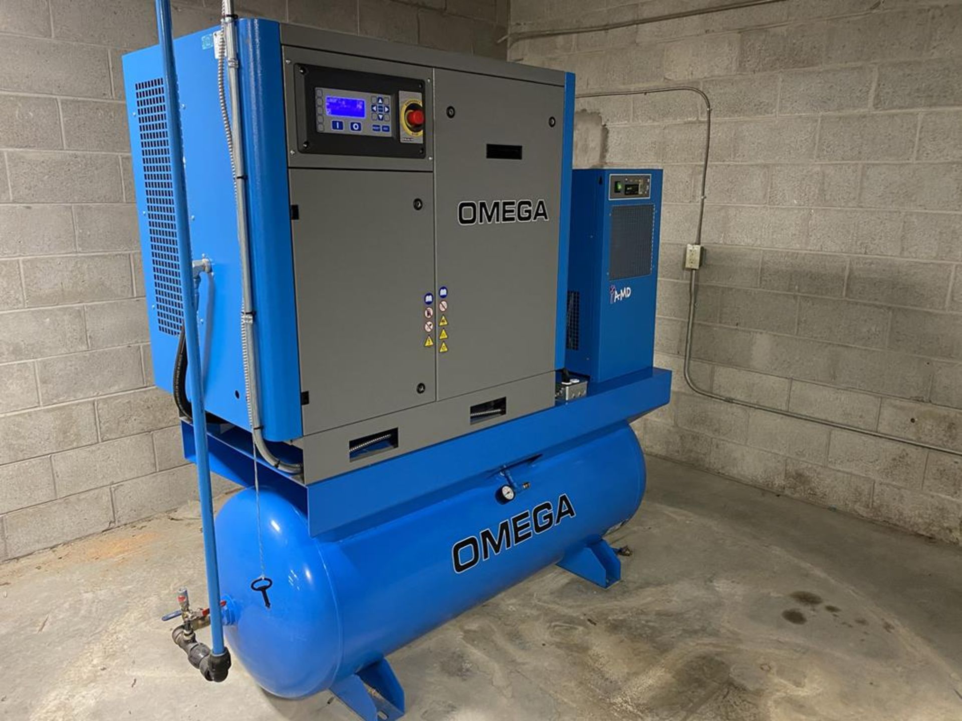 OMEGA, PS-1015-10-05-120TD, 20 HP, ROTARY SCREW AIR COMPRESSOR, 145 PSI, 2,664 HOURS, WITH AIR DRYER - Image 2 of 8