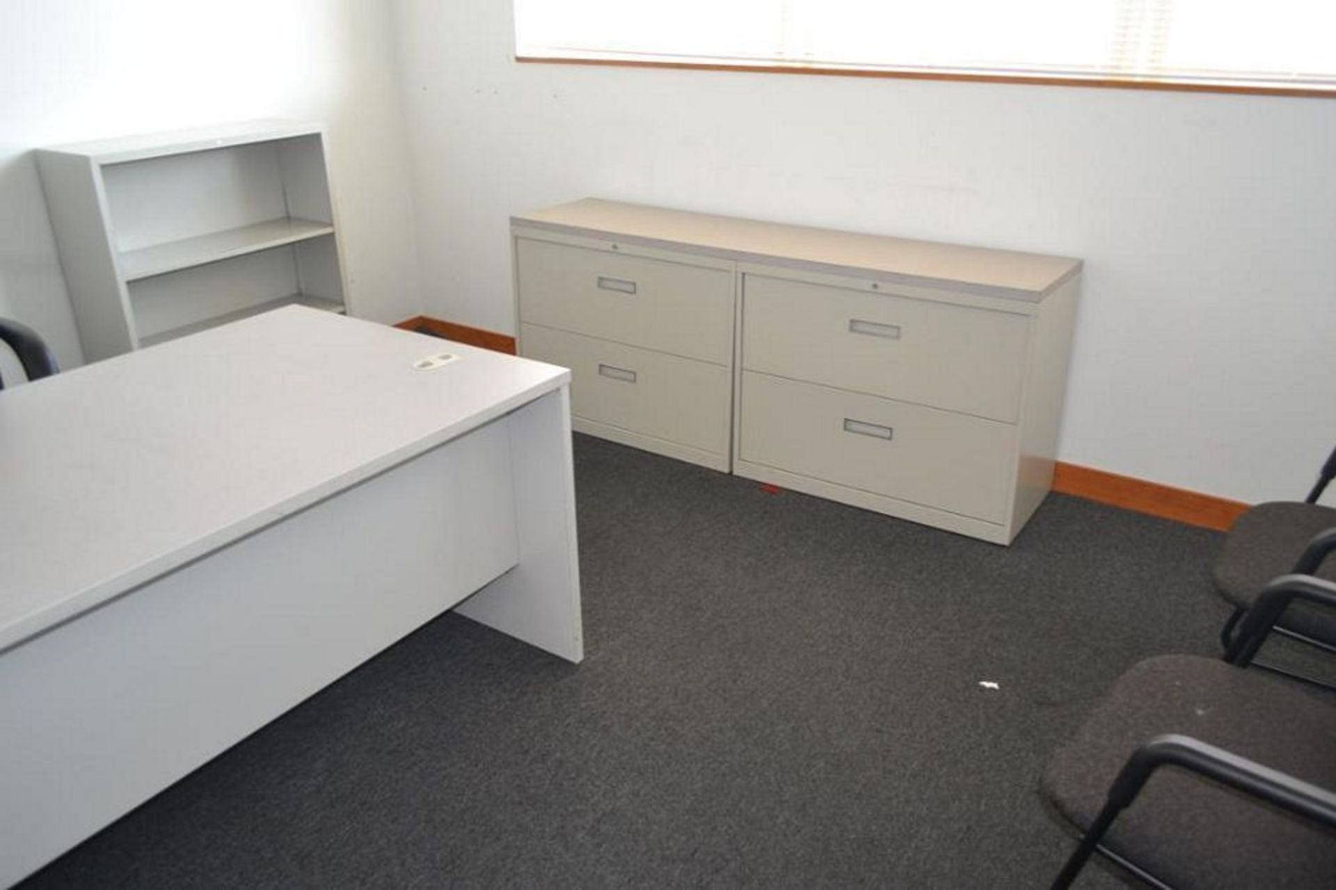 LOT: Contents of (3) Offices including (3) L-Shaped Desks, (3) File Cabinets, (9) Assorted Chairs - Image 6 of 7
