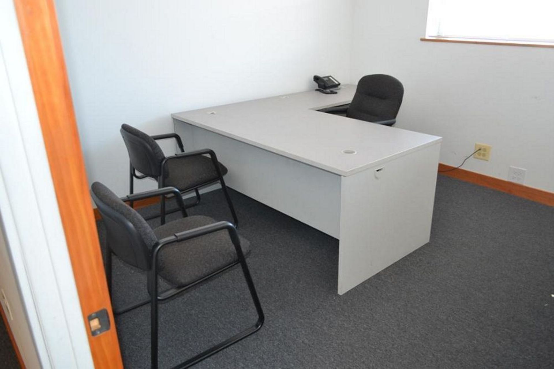 LOT: Contents of (3) Offices including (3) L-Shaped Desks, (3) File Cabinets, (9) Assorted Chairs - Image 3 of 7