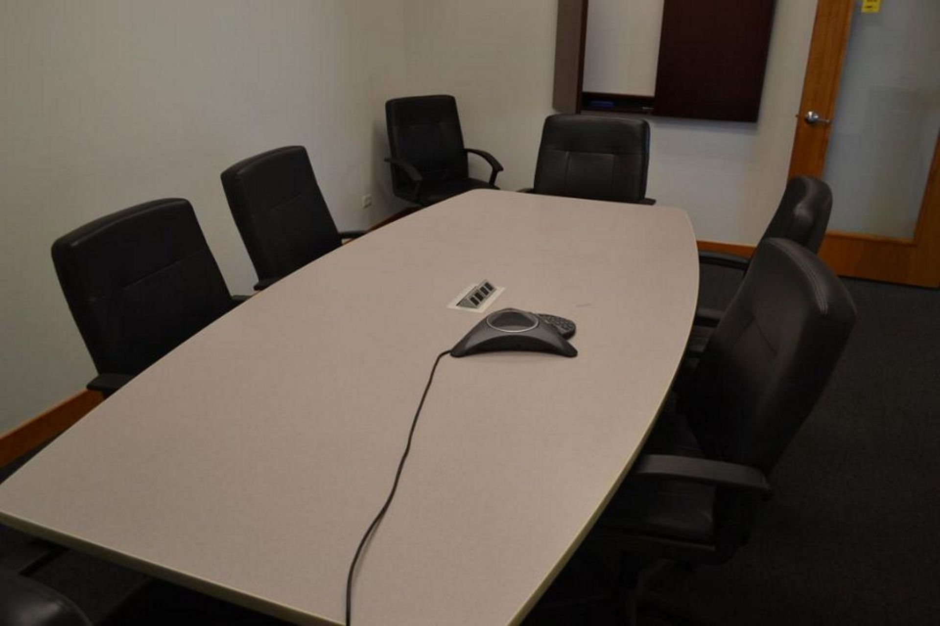 LOT: 8 ft. x 4 ft. Conference Table with (8) Chairs, Hidden White Board - Image 2 of 2