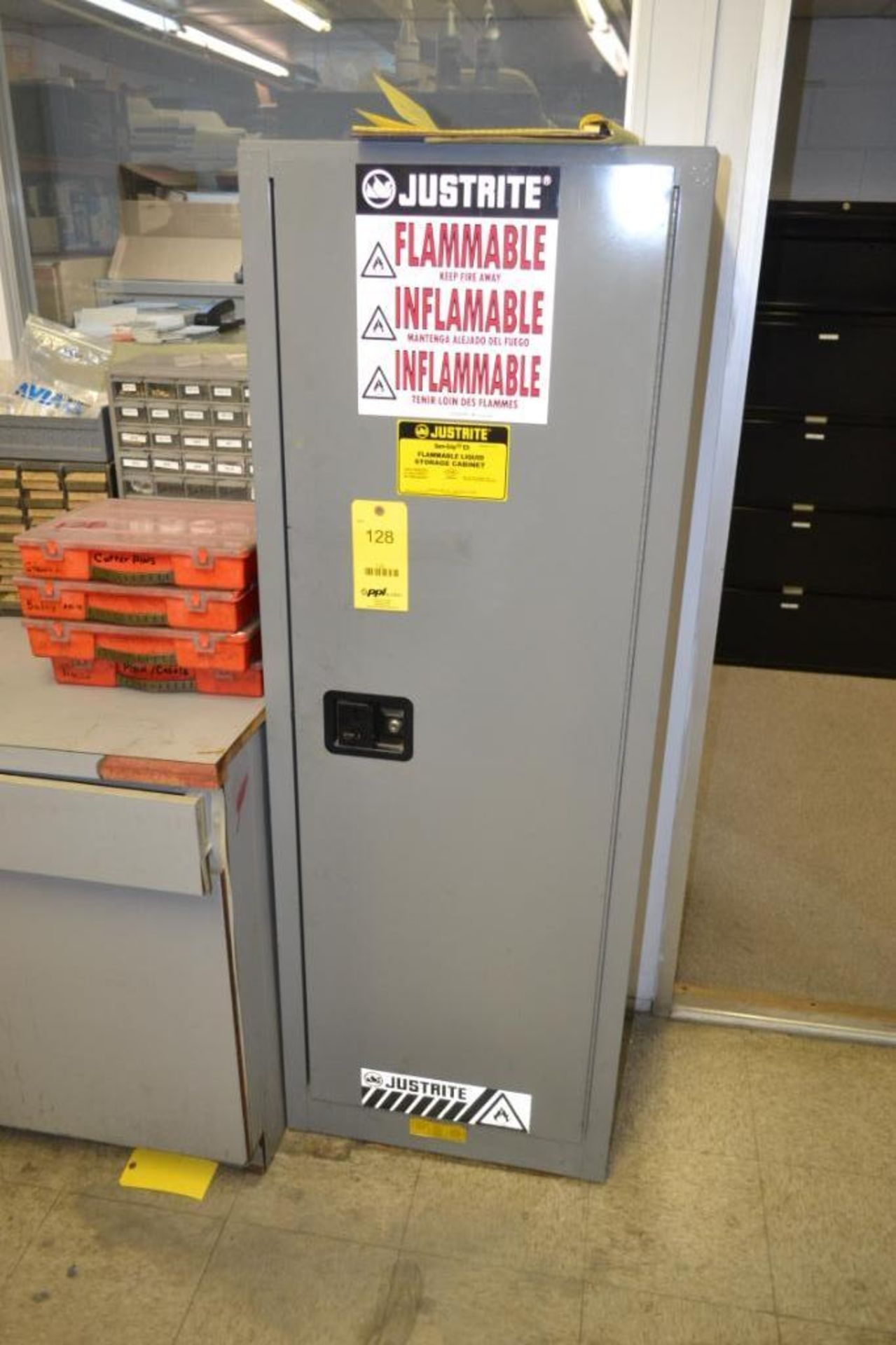 LOT: Assorted Small Parts Cabinets, Justrite 22 Gallon Flammable Cabinet - Image 3 of 3