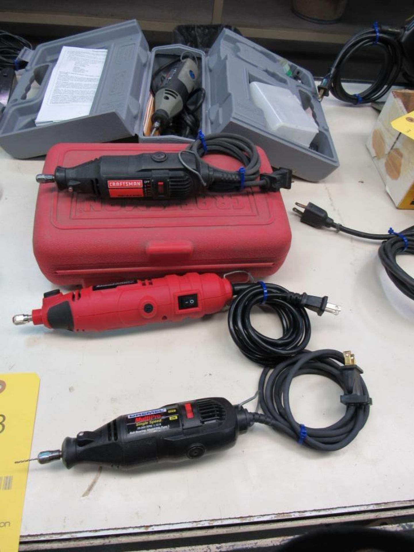 LOT: (4) Assorted Dremel Type Electric Rotary Tools, (2) Electric Etchers (Area A)