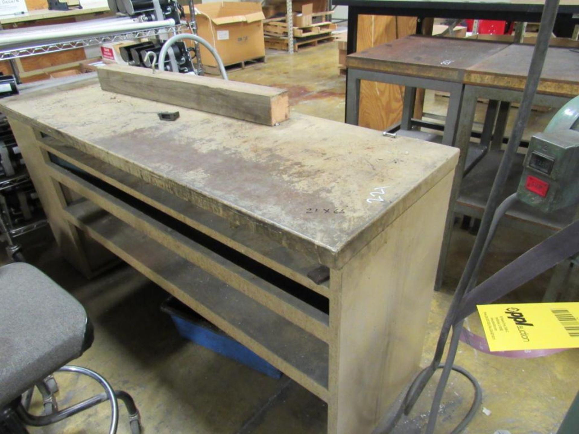 LOT: (1) 36 in. x 84 in. 4-Wheel Work Bench, (3) 18 in. x 24 in. Wood Top Work Bench, (1) 21 in. x 6 - Image 2 of 2