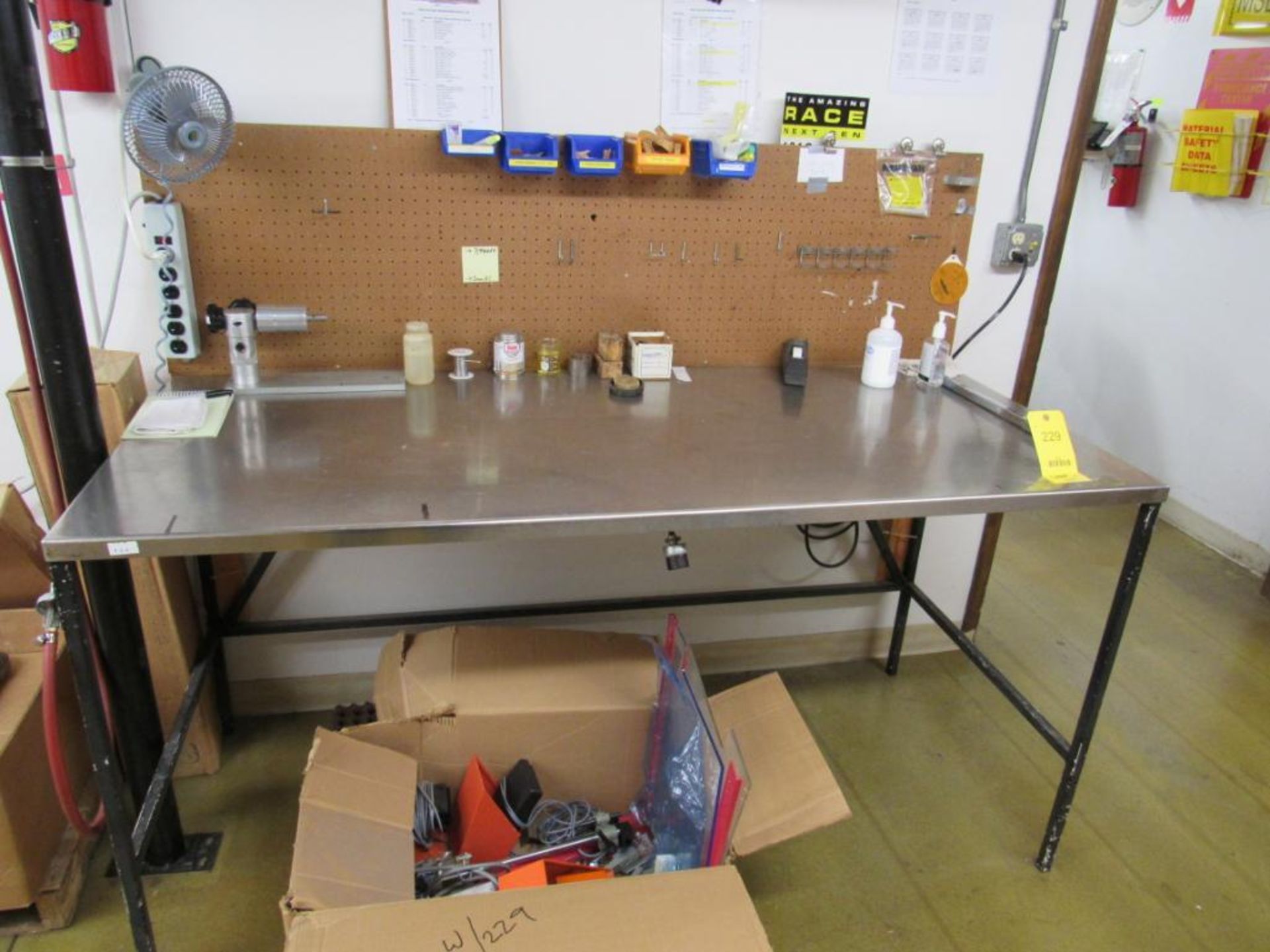 LOT: (1) 32 in. x 72 in. Stainless Top Work Bench (includes carton with extra winding parts under ta