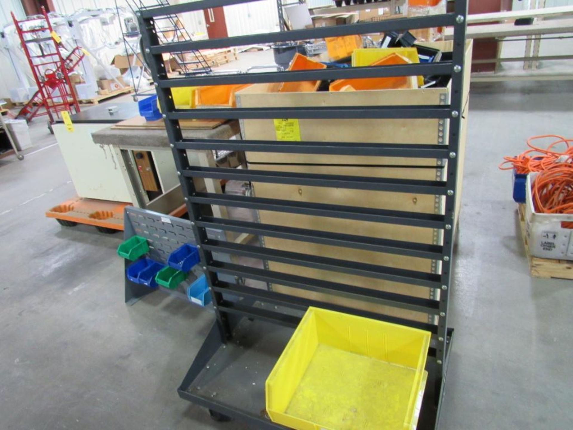 LOT: Assorted Plastic Bin Holders with Large Quantity of Assorted Plastic Bins, (1) 30 in. x 48 in. - Image 2 of 3