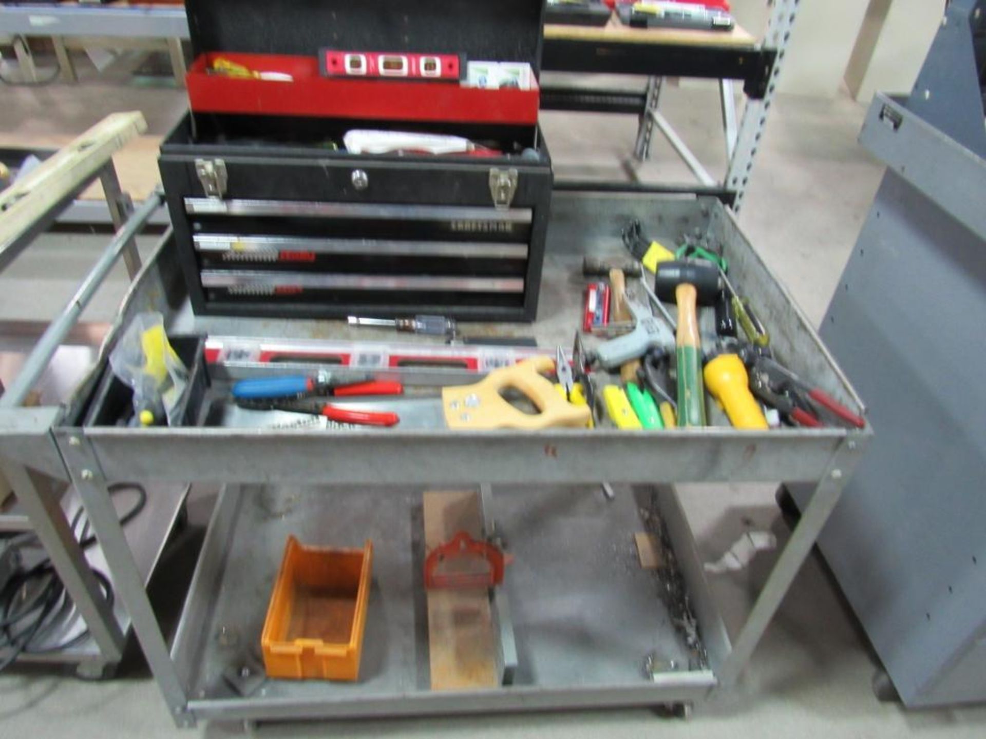 LOT: (1) 4-Wheel Steel Cart with Assorted Tools (Area A)