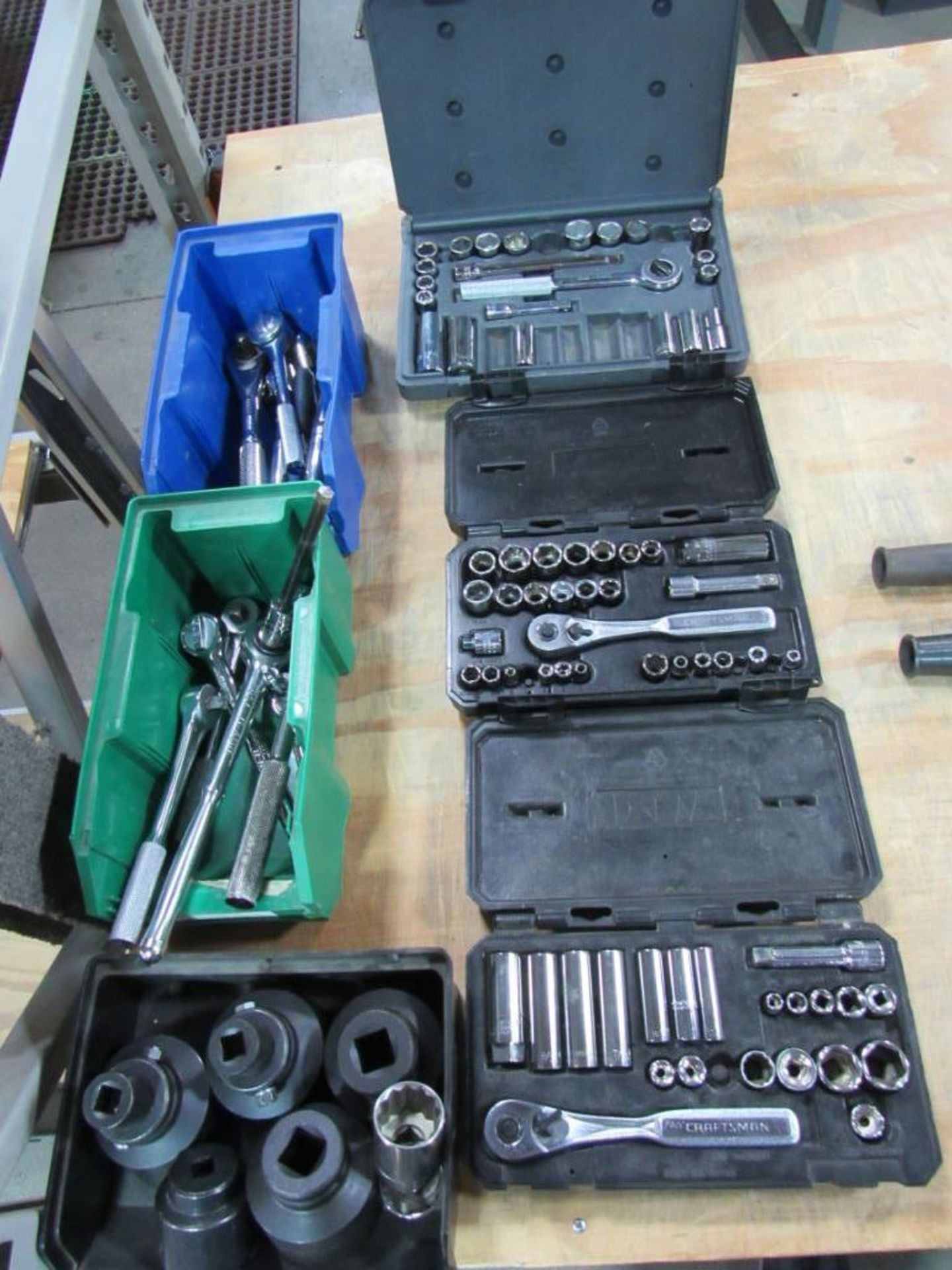 LOT: (3) Assorted Socket Sets, Assorted Socket Ratchets, Large Sockets (Area A)