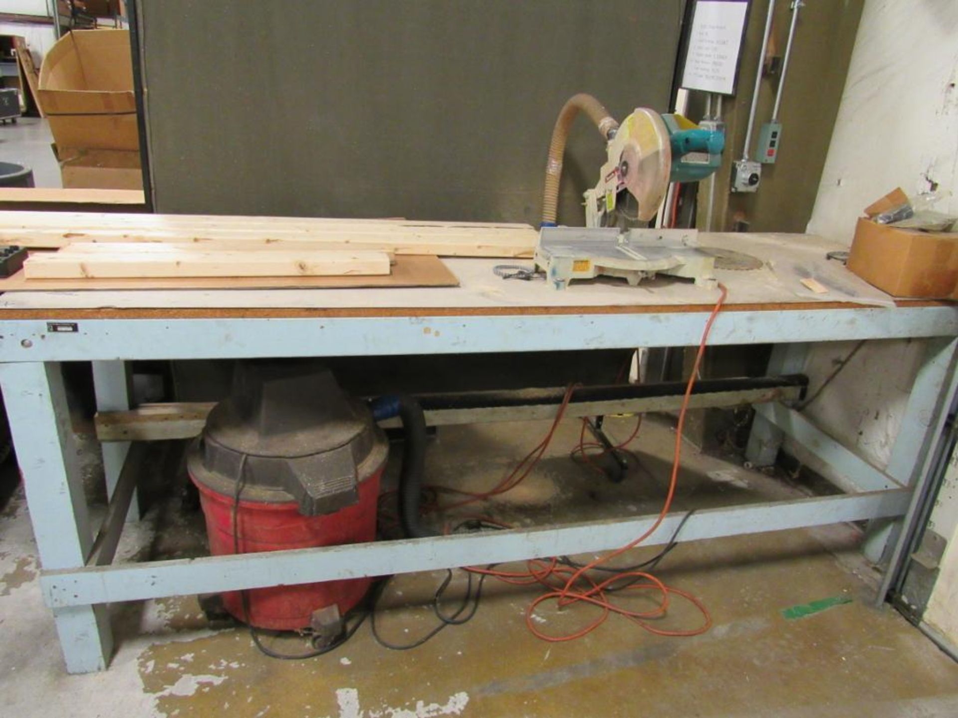 LOT: Makita 10 in. Miter Saw, with Wooden Work Bench & Shop Vac (Area C) - Image 2 of 2