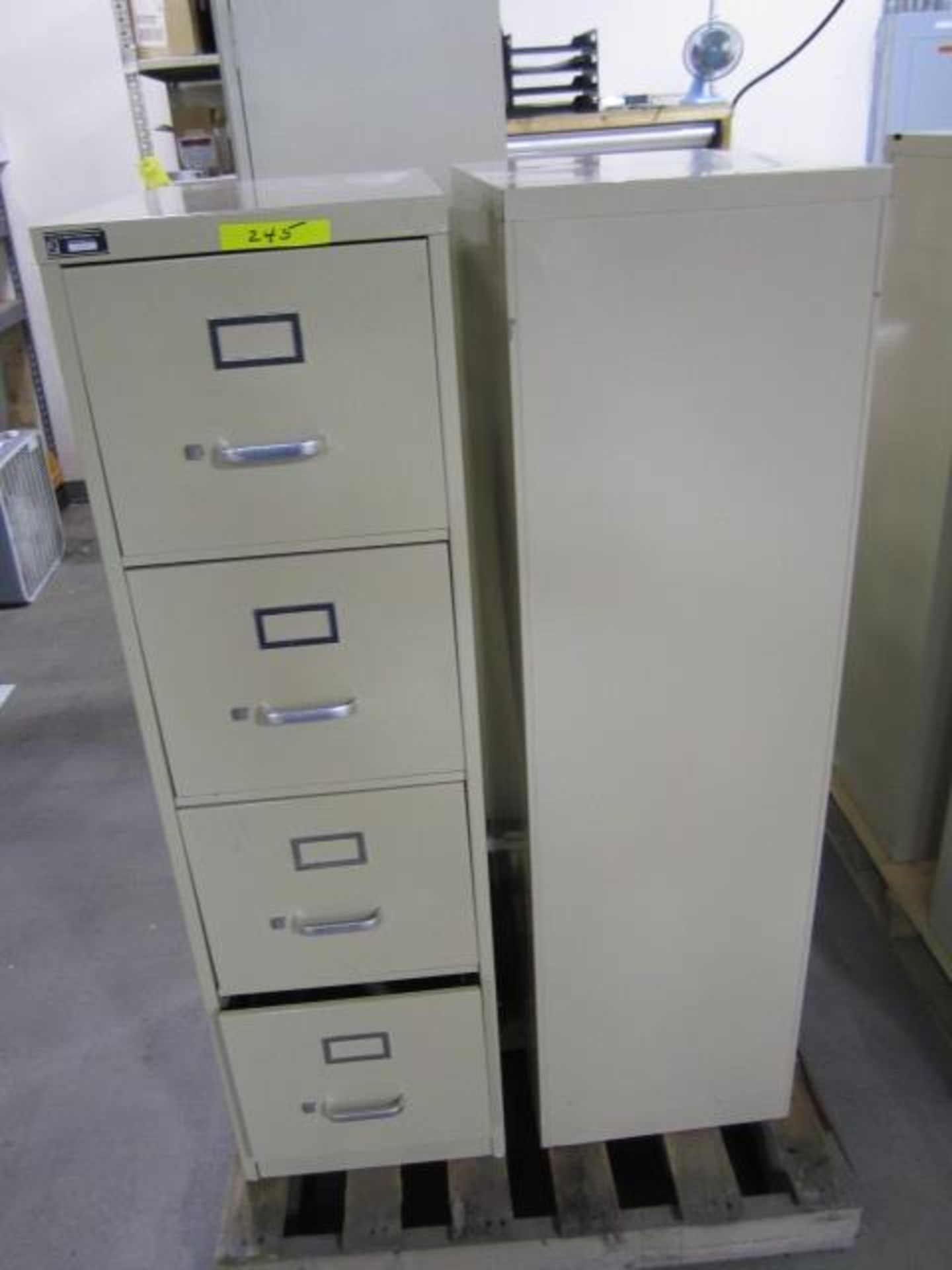 LOT: (1) 4-Wheel 7-Shelf Cart, (1) 2-Door Cabinet, (4) 4-Drawer File Cabinets (Area A) - Image 2 of 4
