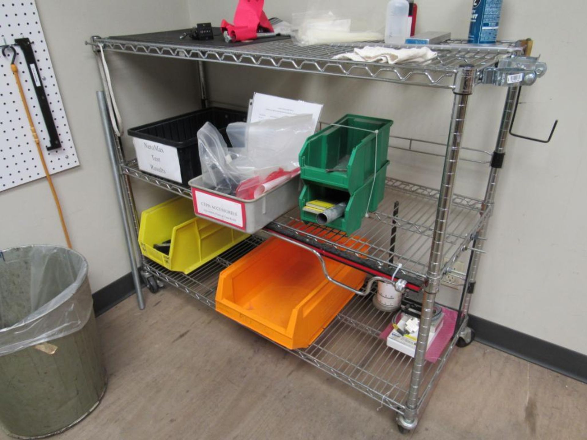 LOT: (1) 34 in. x 78 in. 6-Drawer Cabinet with Test Station, (1) Portable Metro Rack, (1) Table, (1) - Image 3 of 4