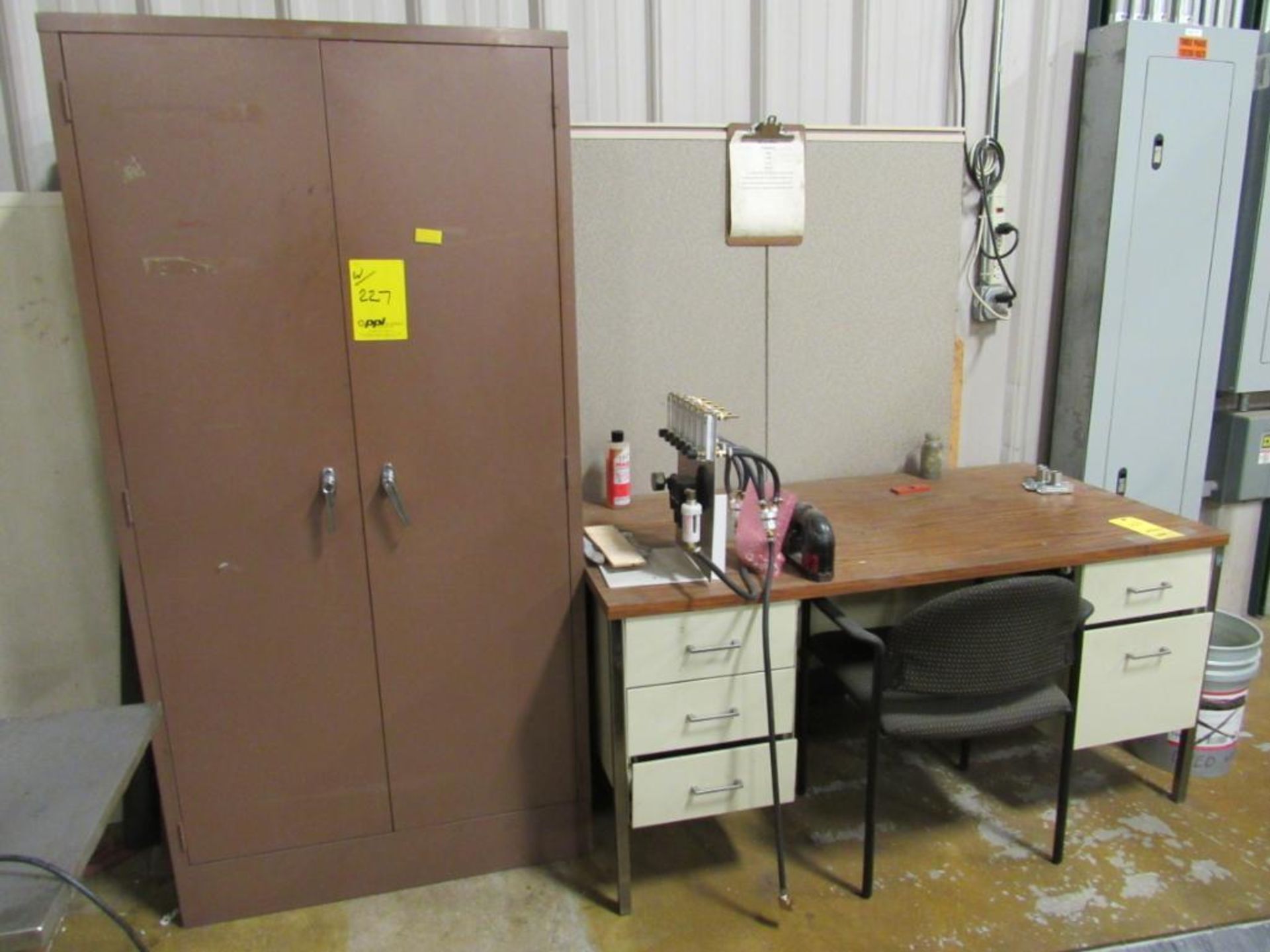 LOT: (1) 2-Door Steel Cabinet, (1) Desk (Area C)