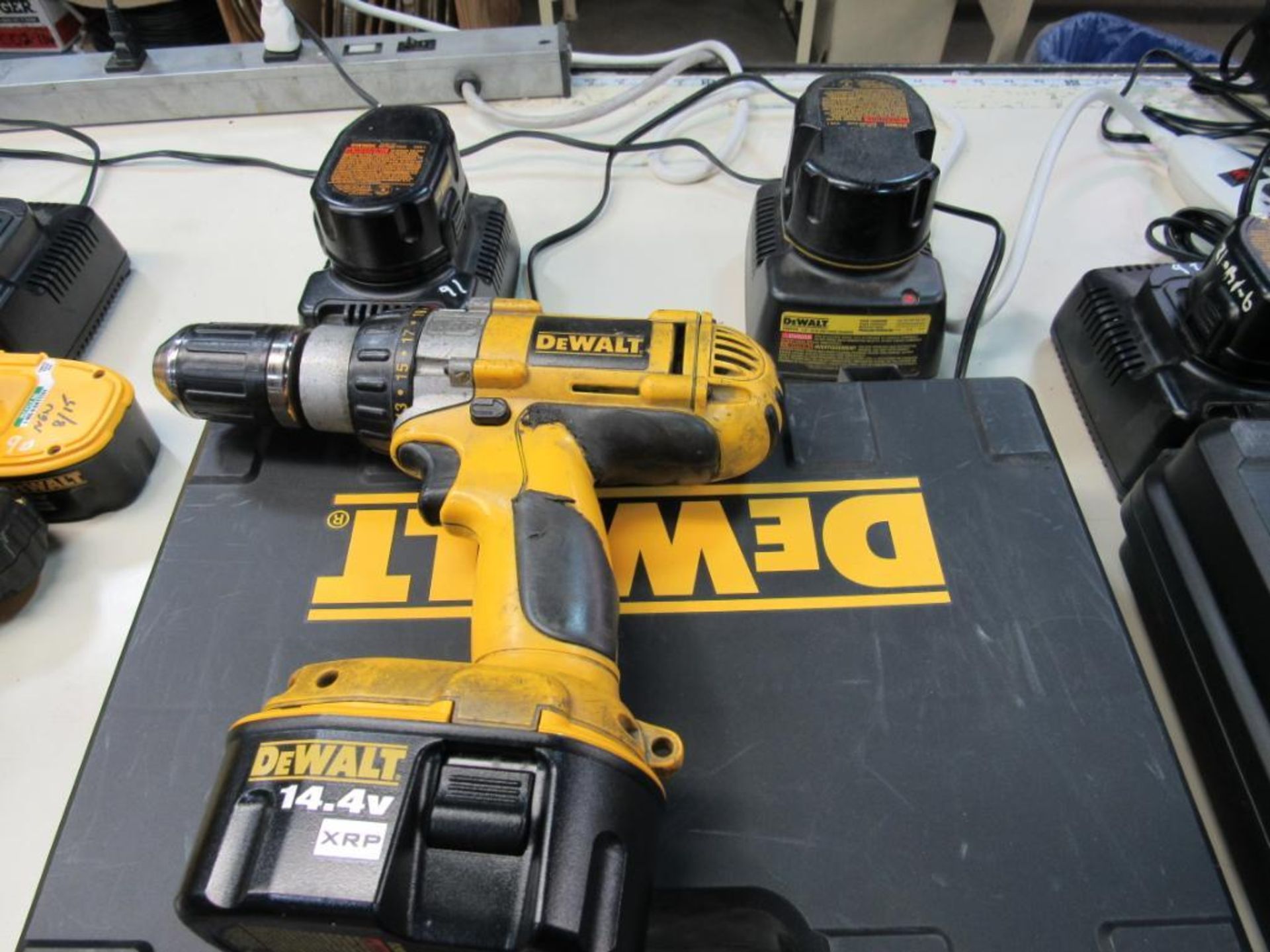 LOT: Dewalt 1/2 in. 14.4 Volt Cordless Drill Driver, (2) Chargers, with Case (Area A)