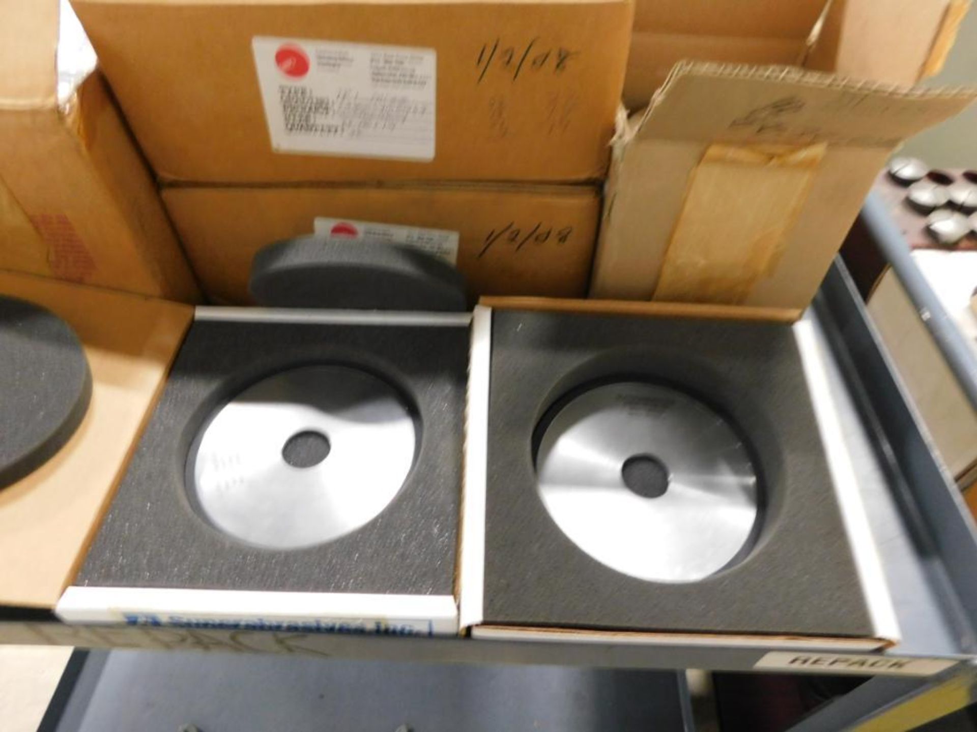 LOT: Assorted Tooling, Parts & Grinding Wheels on Rolling Cart (for Unison Grinder) - Image 2 of 3