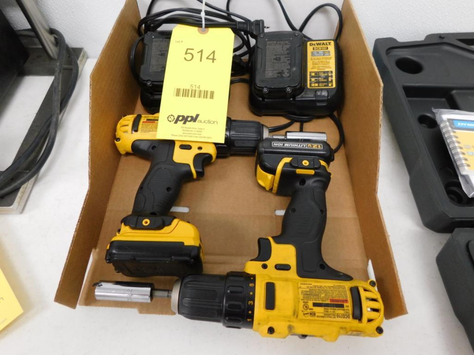 LOT: (2) Dewalt Cordless Drills, with Batteries & Chargers