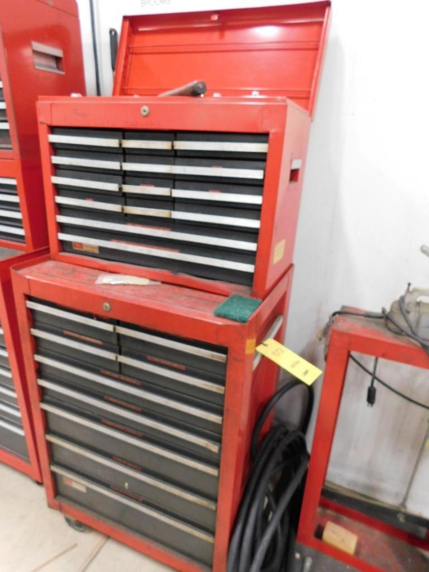 LOT: Rolling Tool Chest with Assorted Tools & Machine Parts