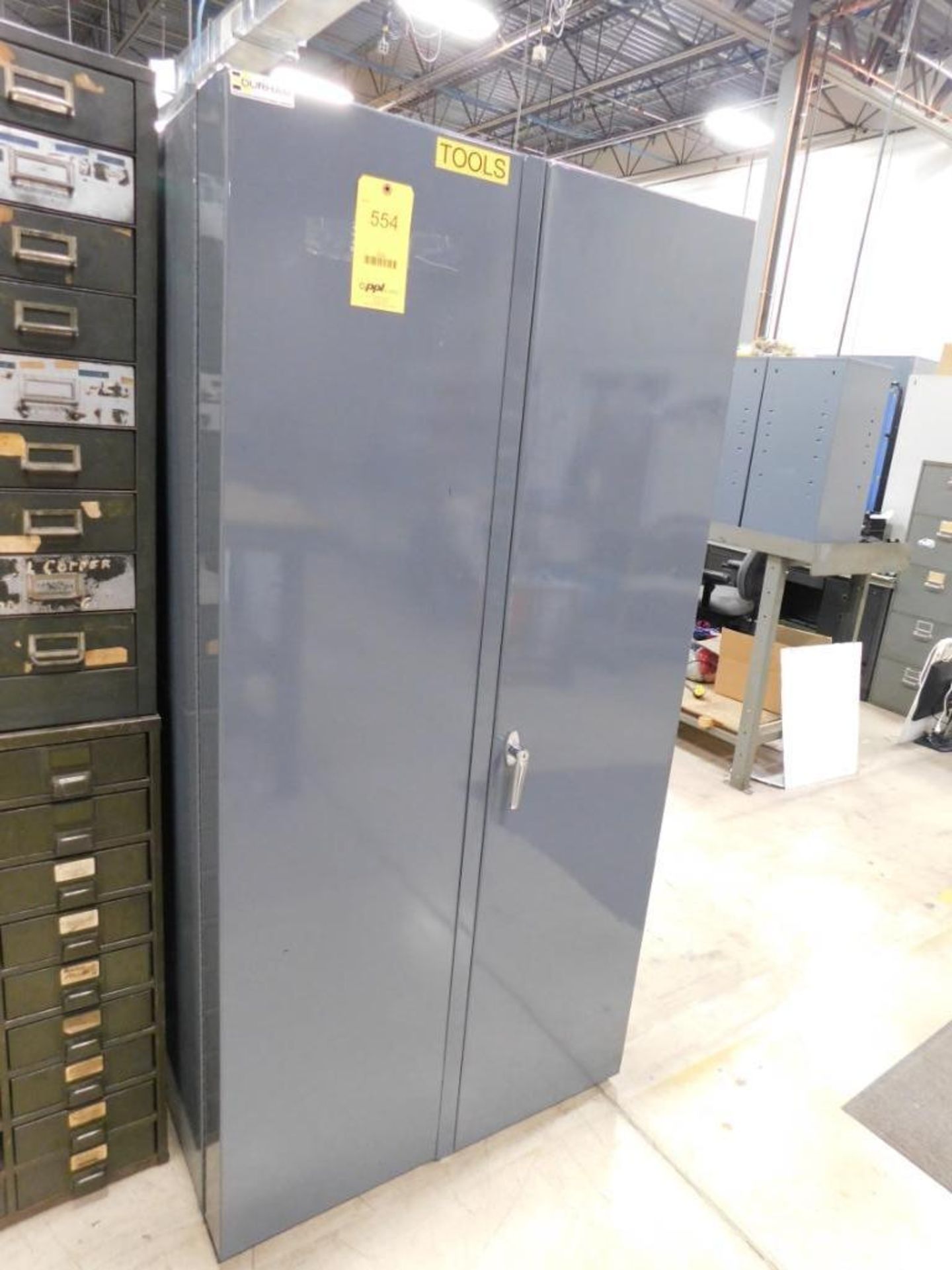 LOT: Heavy Duty Lockable Steel Cabinet with Contents of Assorted Tools, Hardware, etc.