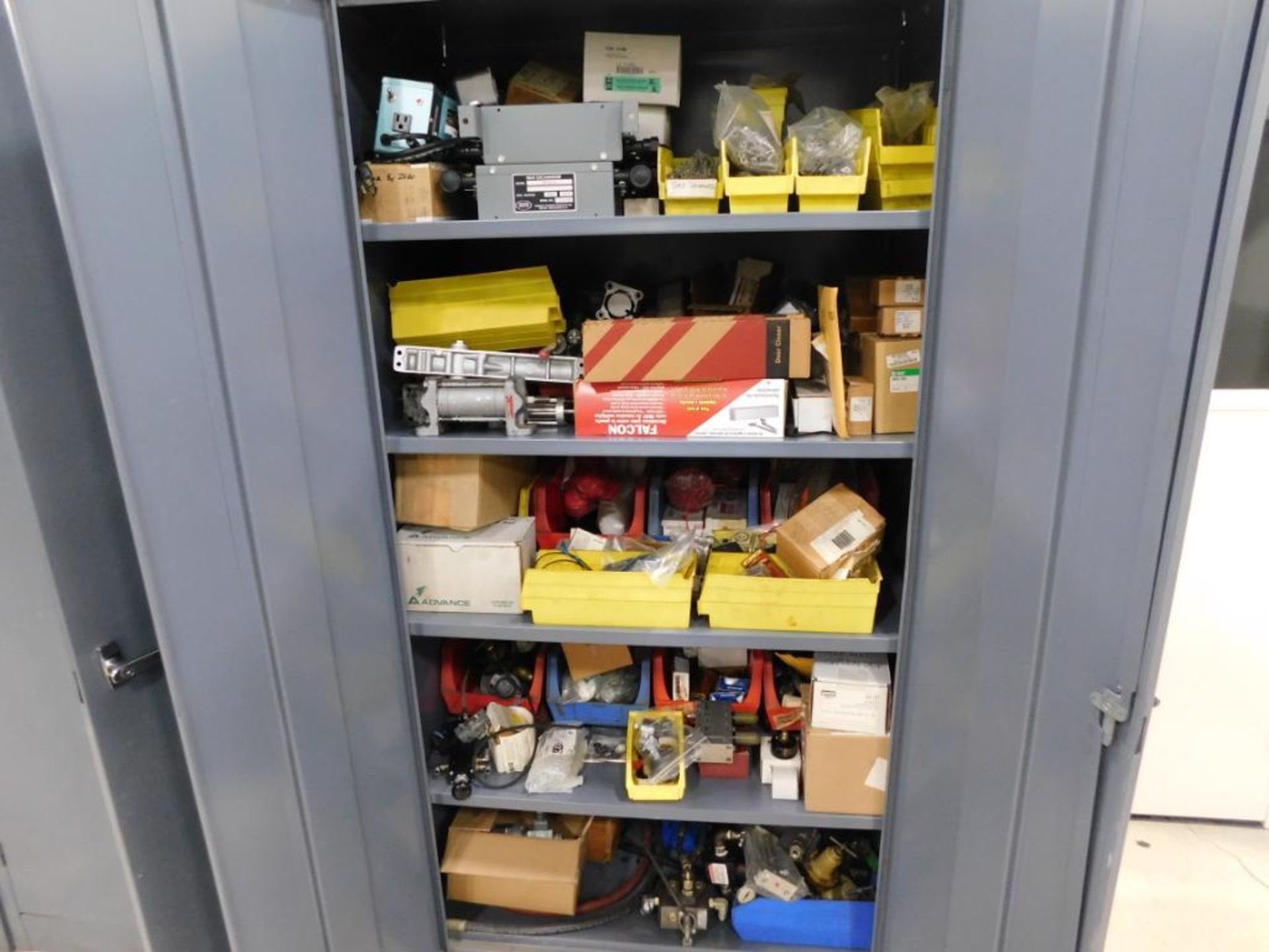 LOT: Steel Cabinet with Contents of Pneumatic & Hydraulic Parts & Accessories