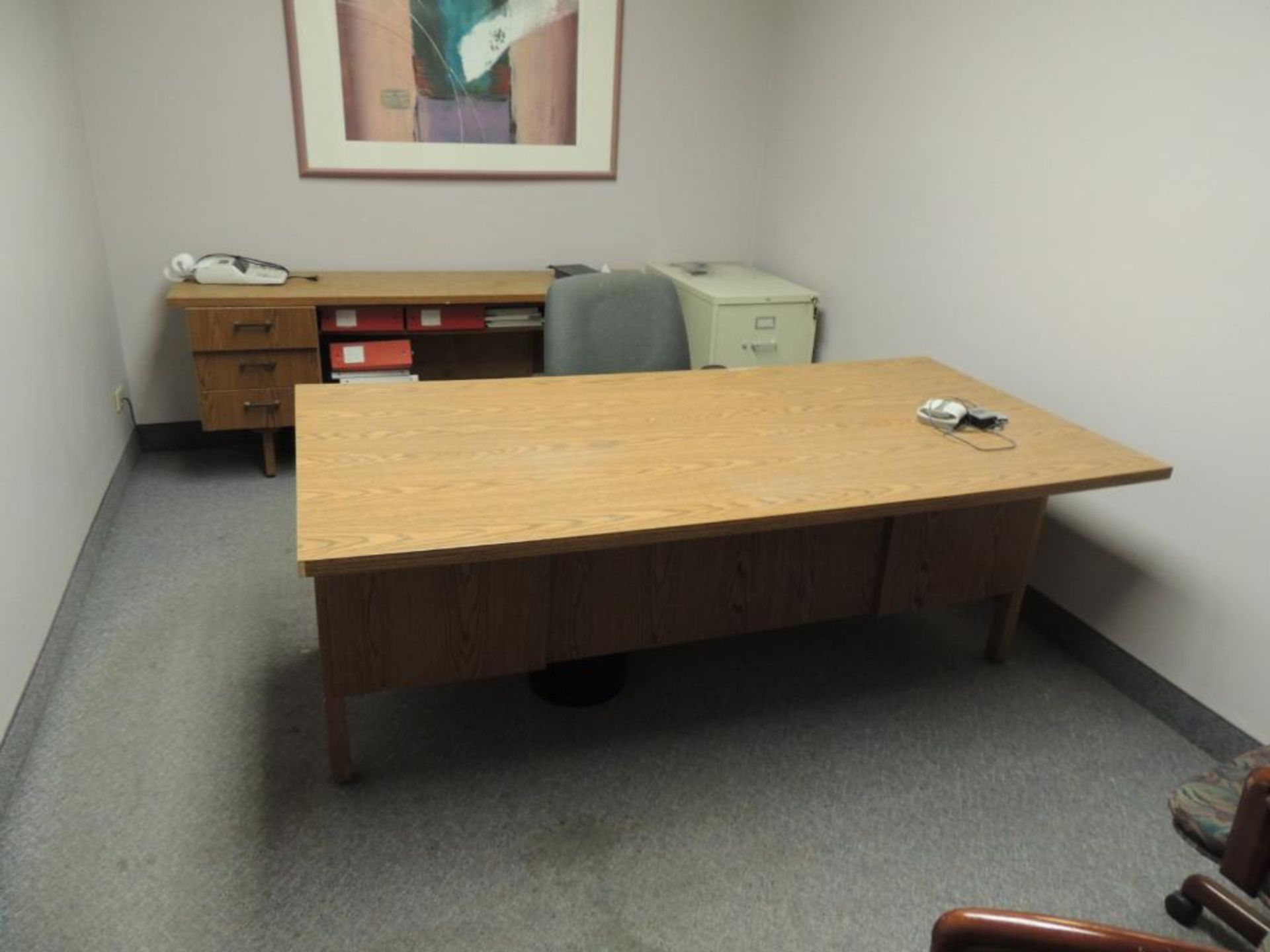 LOT: (2) Staright Desks, Office Chairs, (4) File Cabinets - Image 3 of 4