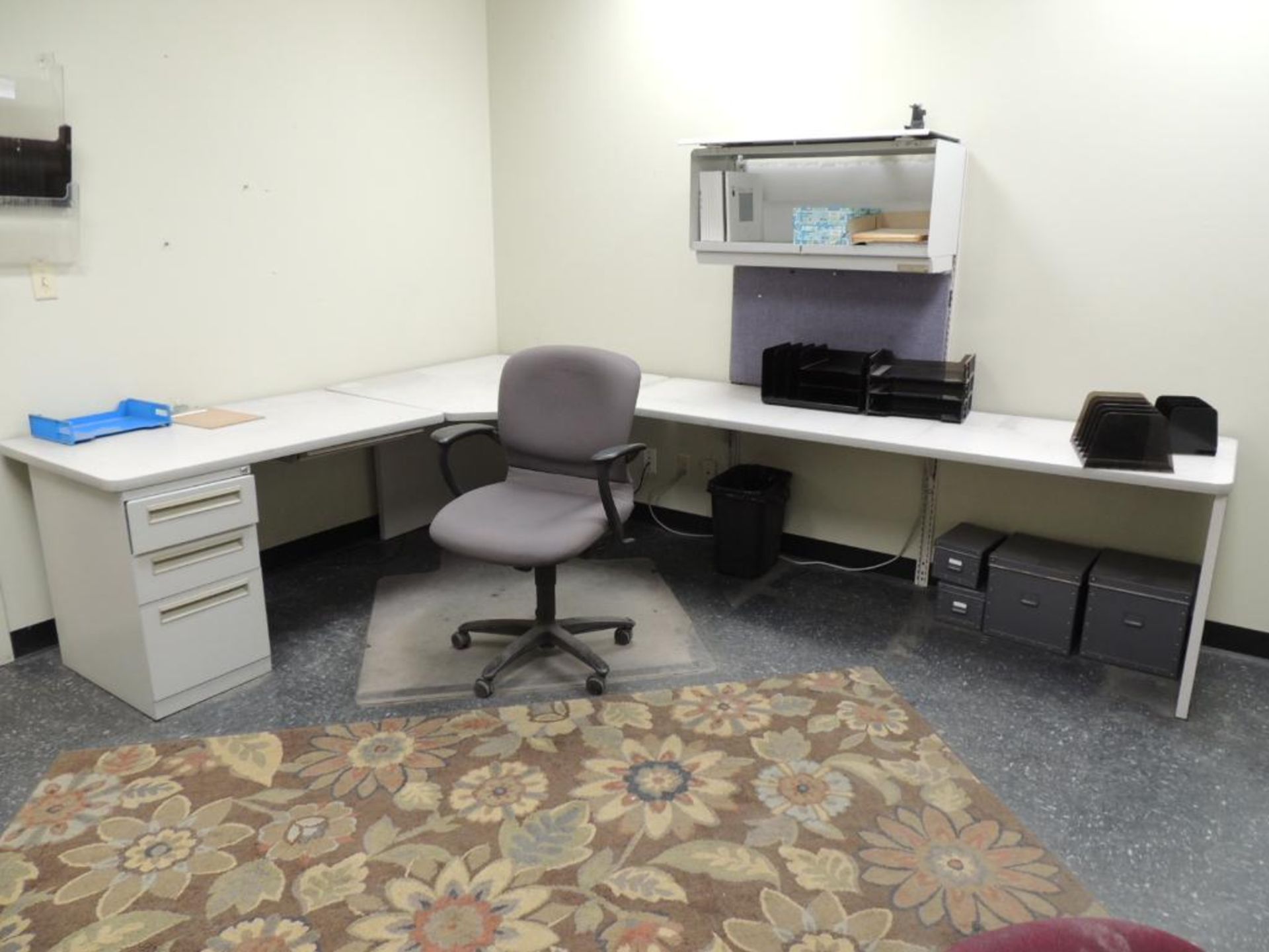 LOT: (2) L Shape Work Stations With File Cabinets, Office Chairs - Image 2 of 2