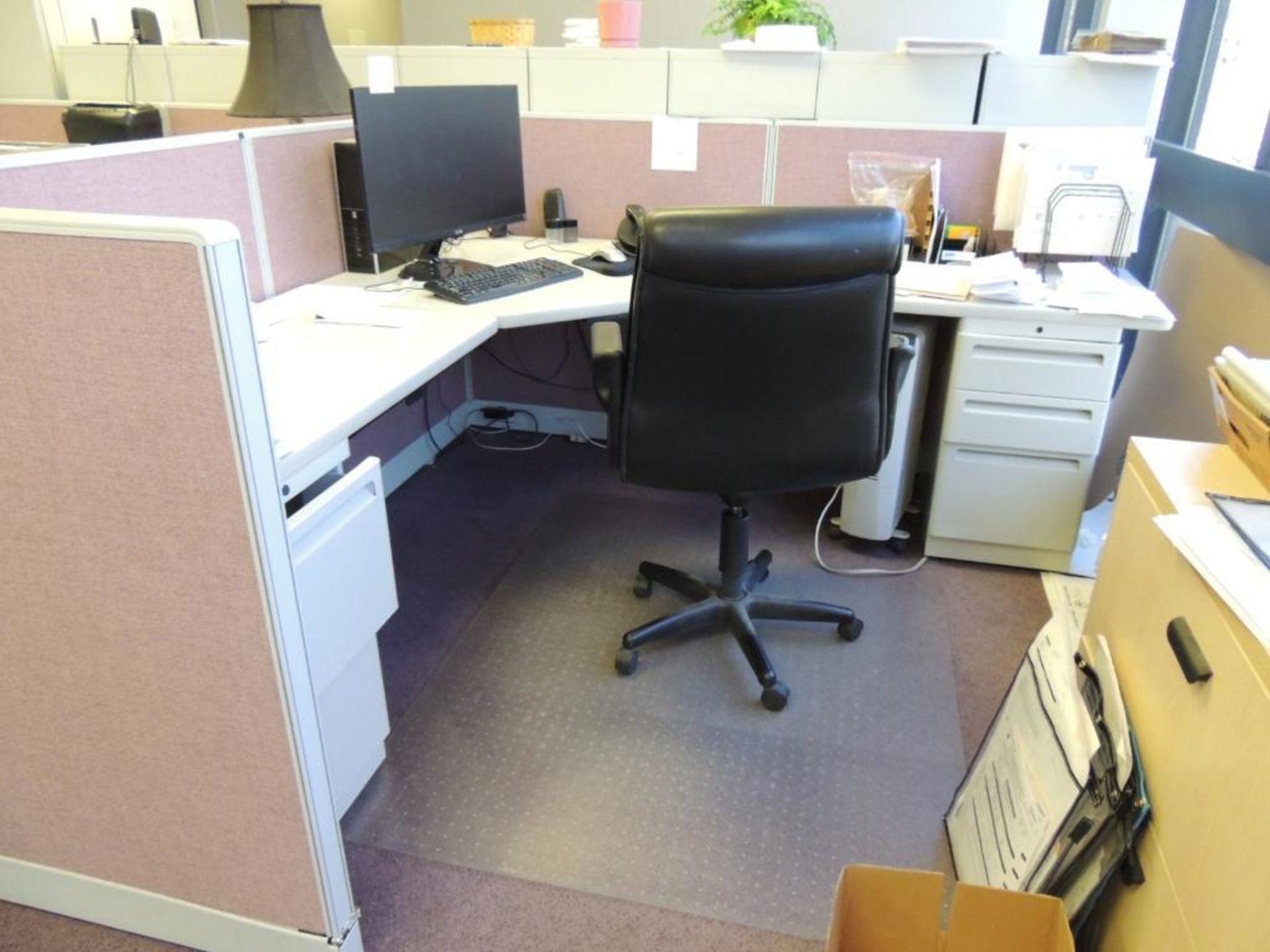 LOT: (4) Cubicle Sections L Shape, Low Profile With File Cabinets - Image 4 of 5