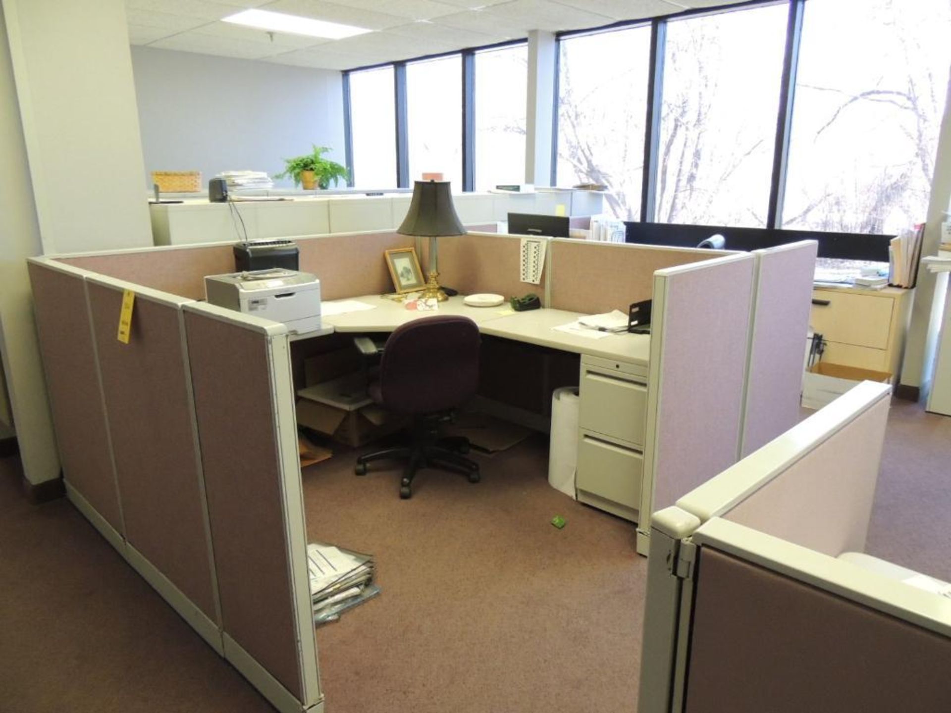 LOT: (4) Cubicle Sections L Shape, Low Profile With File Cabinets - Image 2 of 5