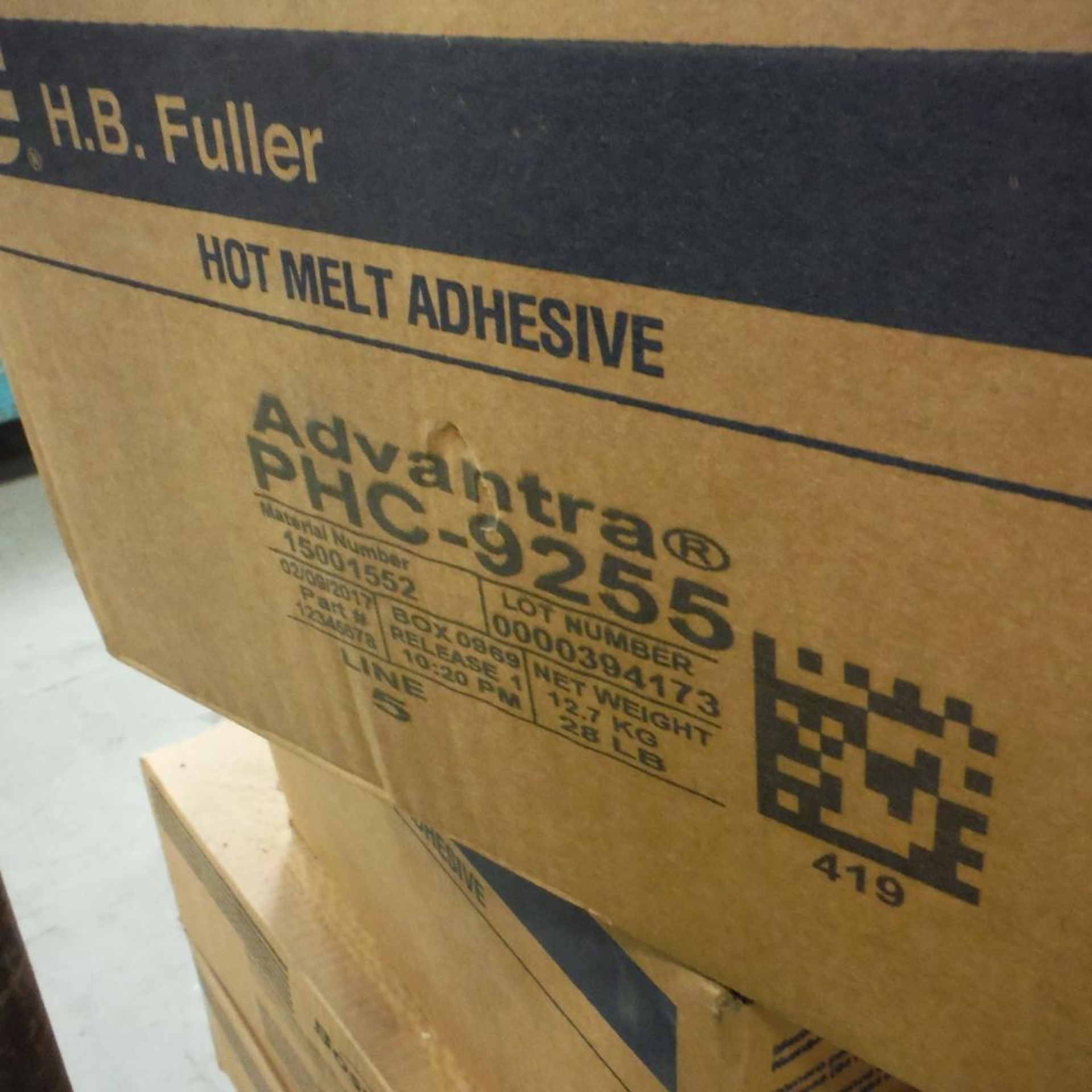 LOT: Adhesive, HB Fuller Hot Melt PHC-9255, (5) Boxes, Bostik Hot Melt H5265, (17) Boxes - Image 3 of 4