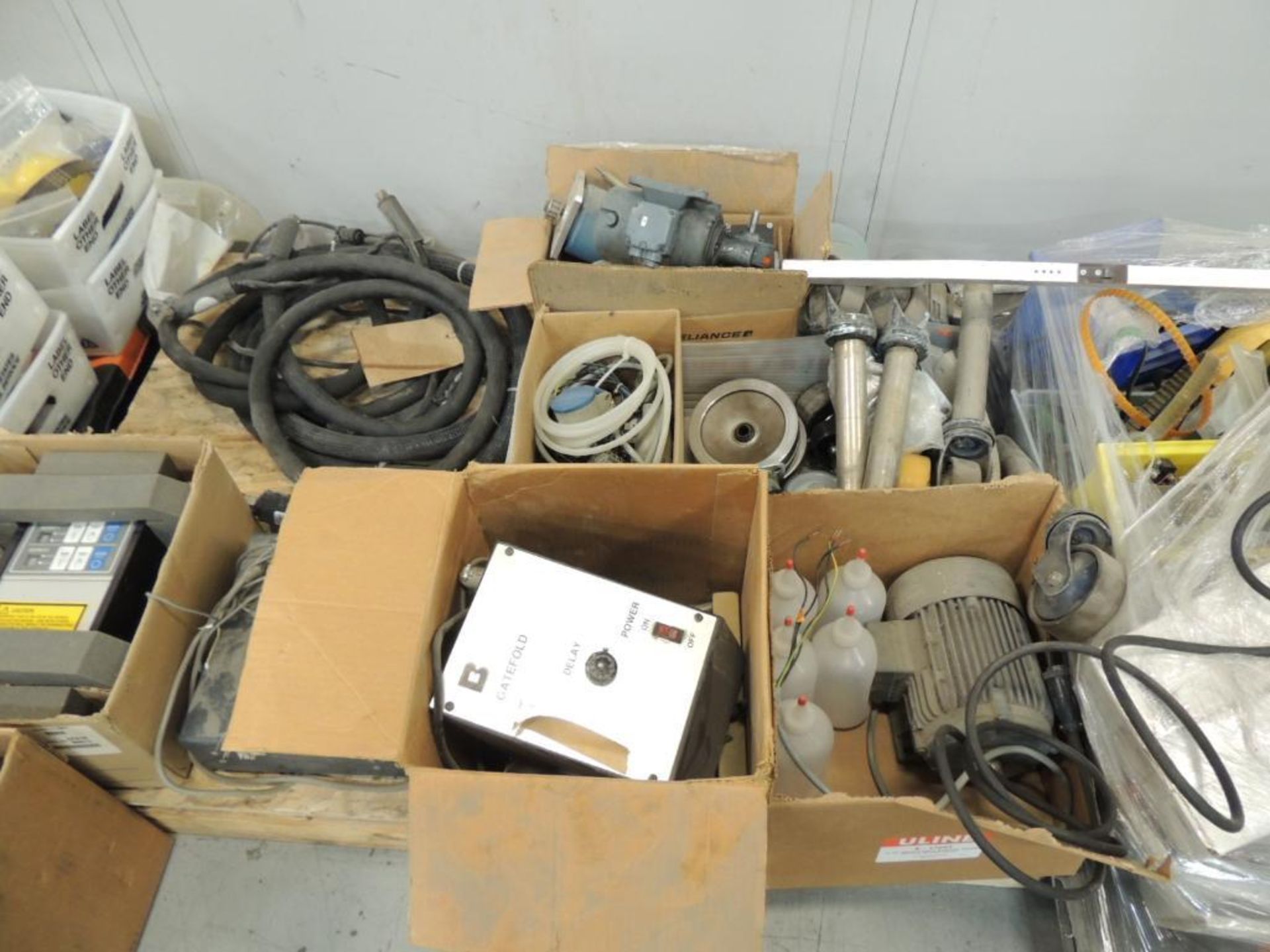 LOT: MBO Misc. Parts, Gear Motors, Belts, Sensors, Hubs, Guides, Switches, Relays, Valves, Folder Ro - Image 4 of 16