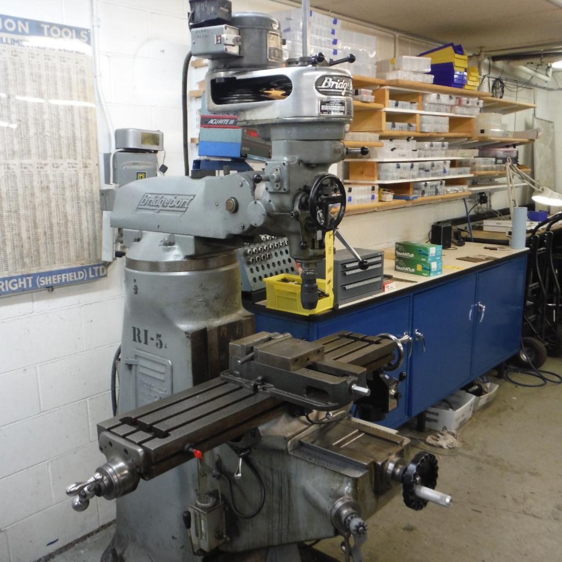 Bridgeport 12BR Milling Machine S/N 5870-6, with Kurt Vise, Acu-Rite III Digital Rea - Image 2 of 3