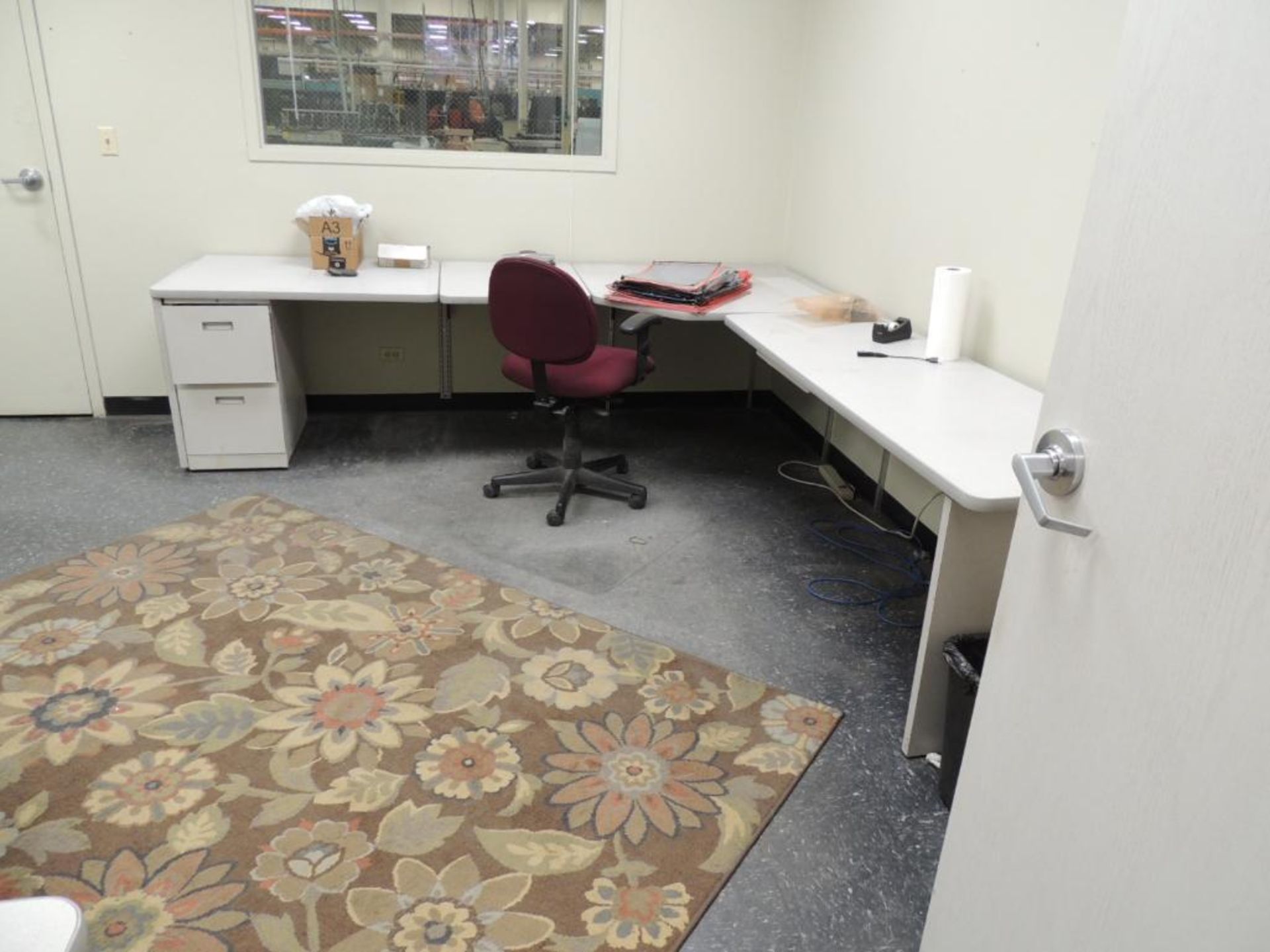 LOT: (2) L Shape Work Stations With File Cabinets, Office Chairs