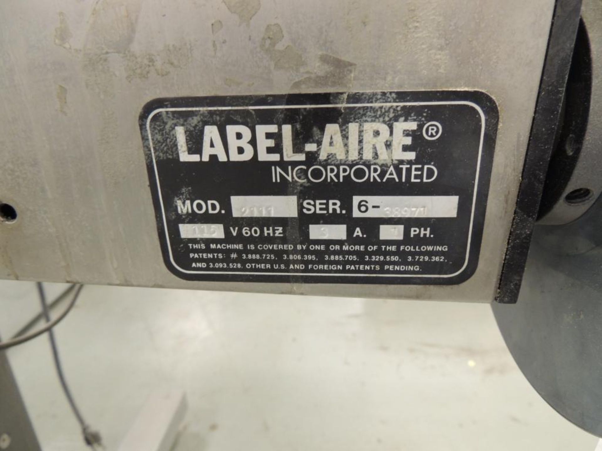 Label Aire Labeler, Model 2111 on Roll-Away Base - Image 2 of 2