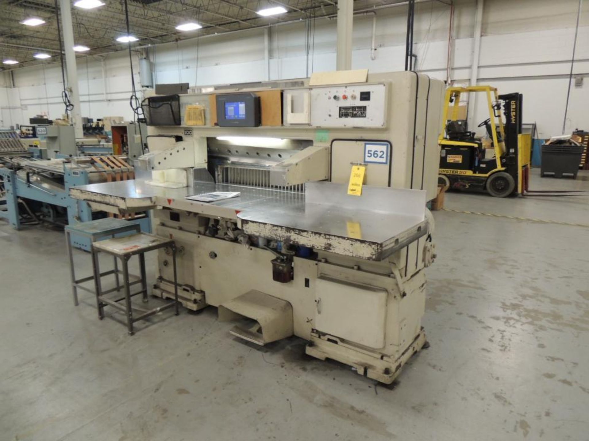 LOT: Itoh FC-115 Paper Cutter, 45 in. Capacity, with Right and Left Tables, Safety Curtain, Retrofit