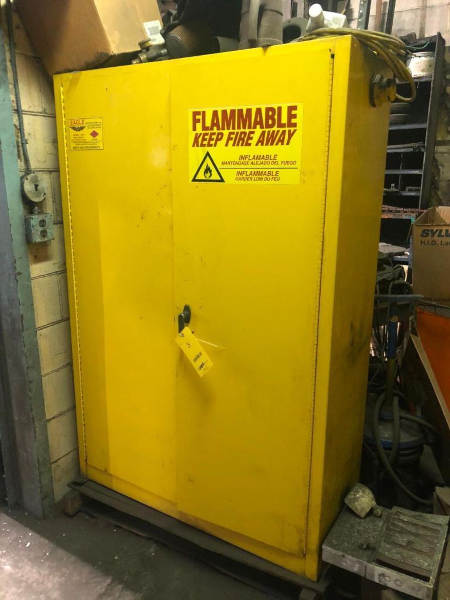 LOT: 2 Door Flame Storage Cabinet with Contents