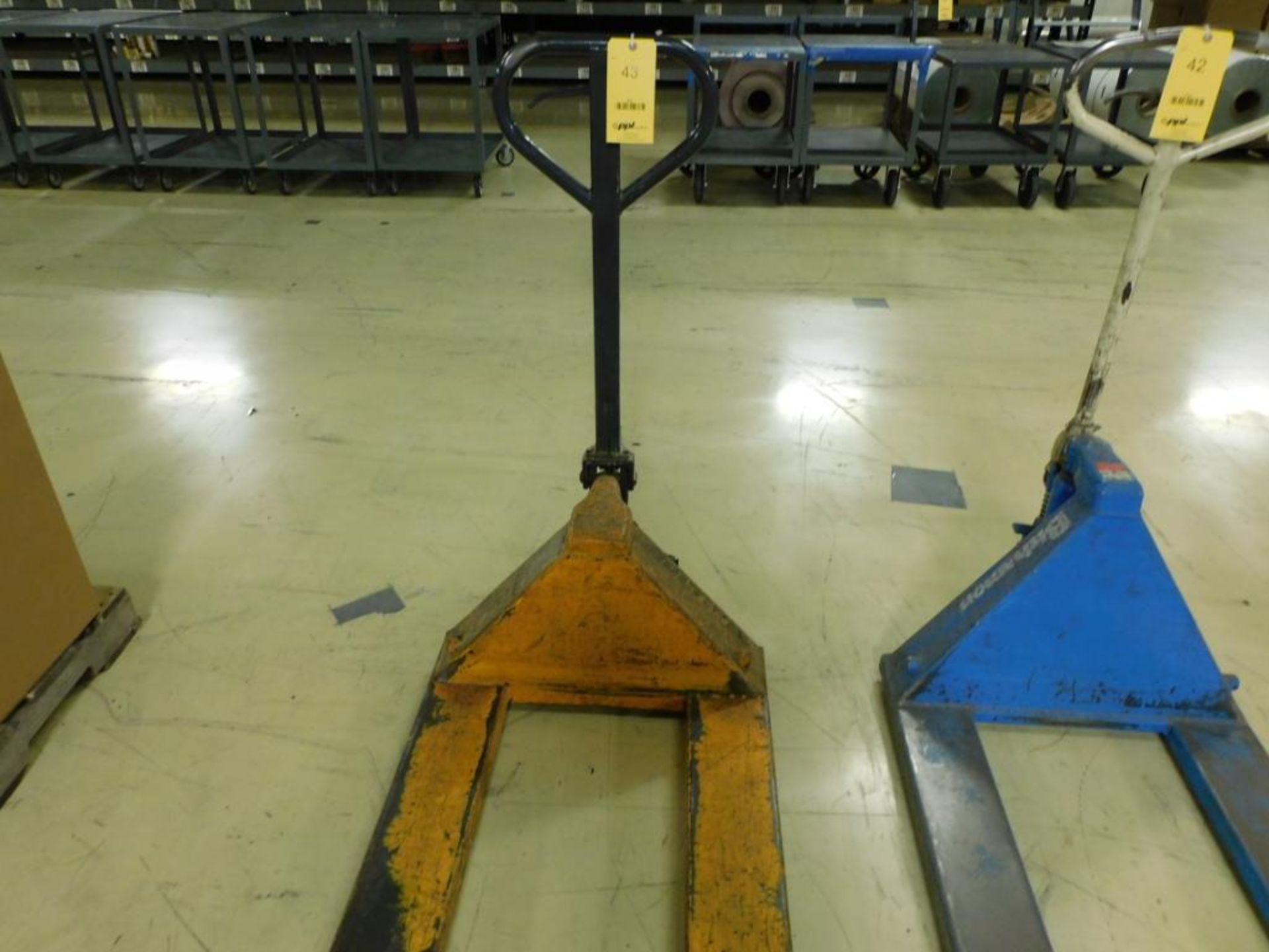 Uline Pallet Jack 48 in. Forks, 5500 lb. Capacity, Needs a Small Weld on One Leg Lever (LOCATED IN K