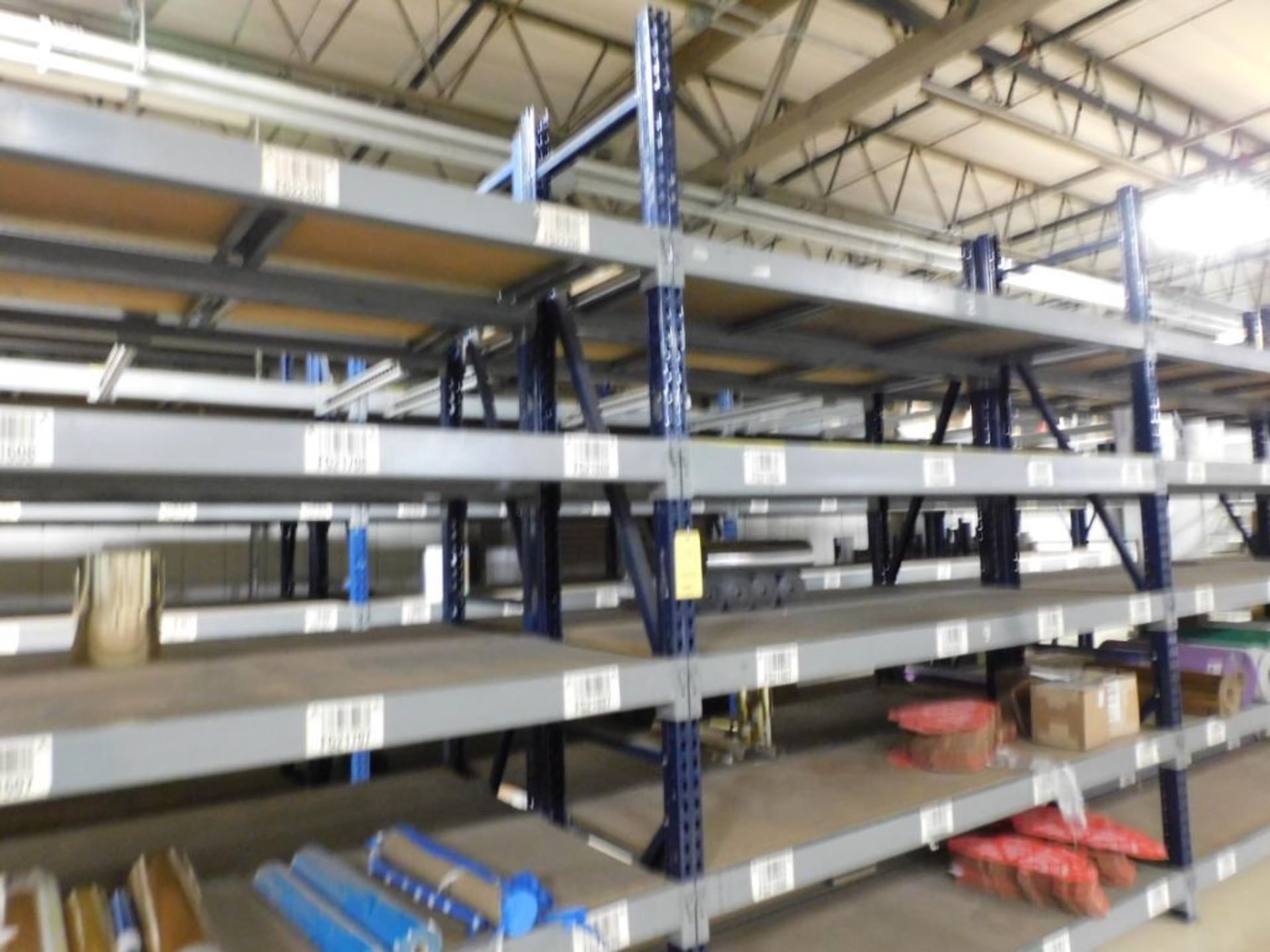 LOT: (24) Sections Pallet Racking w/(5) Shelves per Section, 10 ft. length x 30 in. Wide x 10 ft. Hi