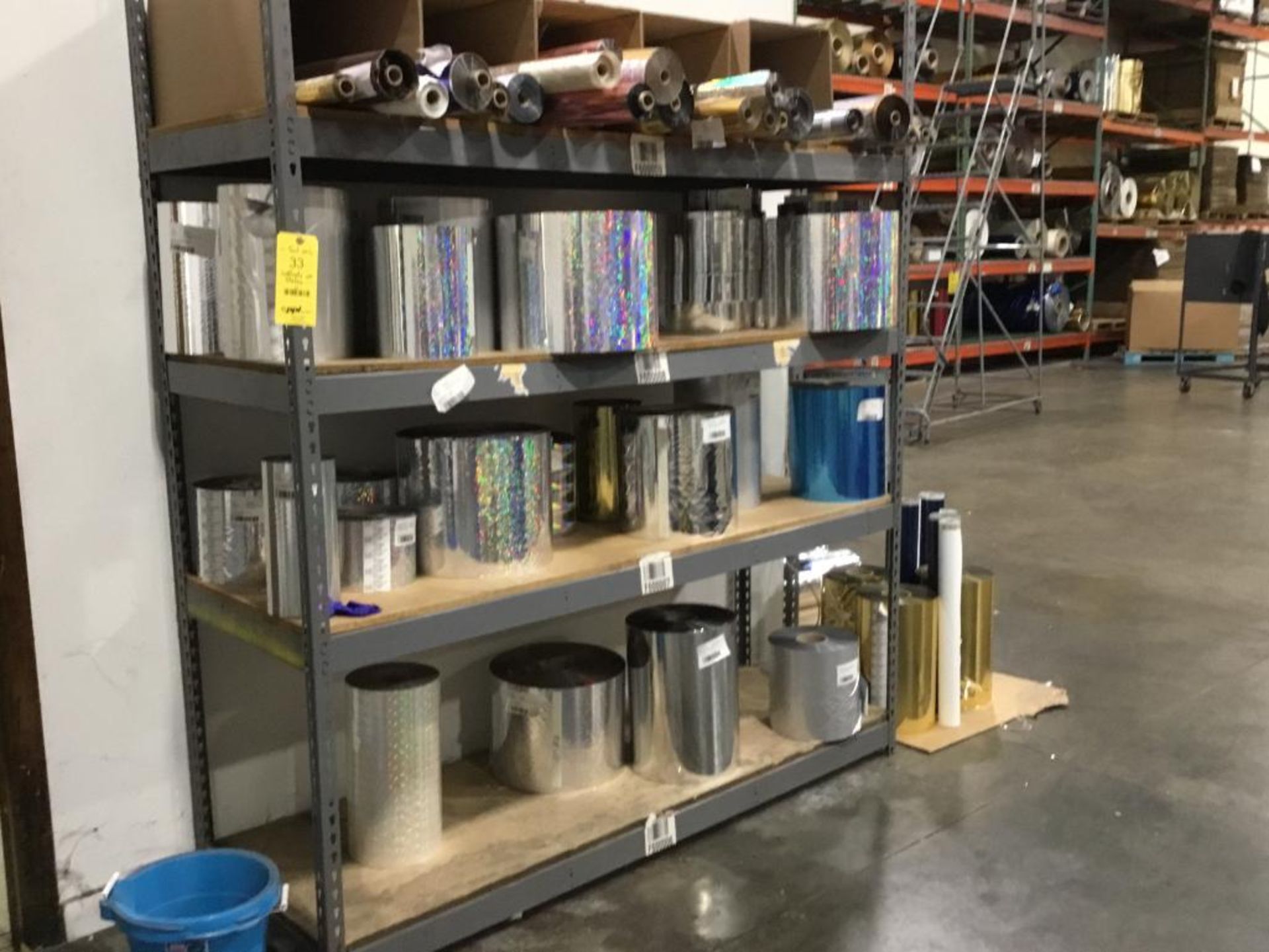 LOT: Entire Contents of Foil Roll Inventory in Building. On Shelving, Pallet Racking, Gaylords, etc.