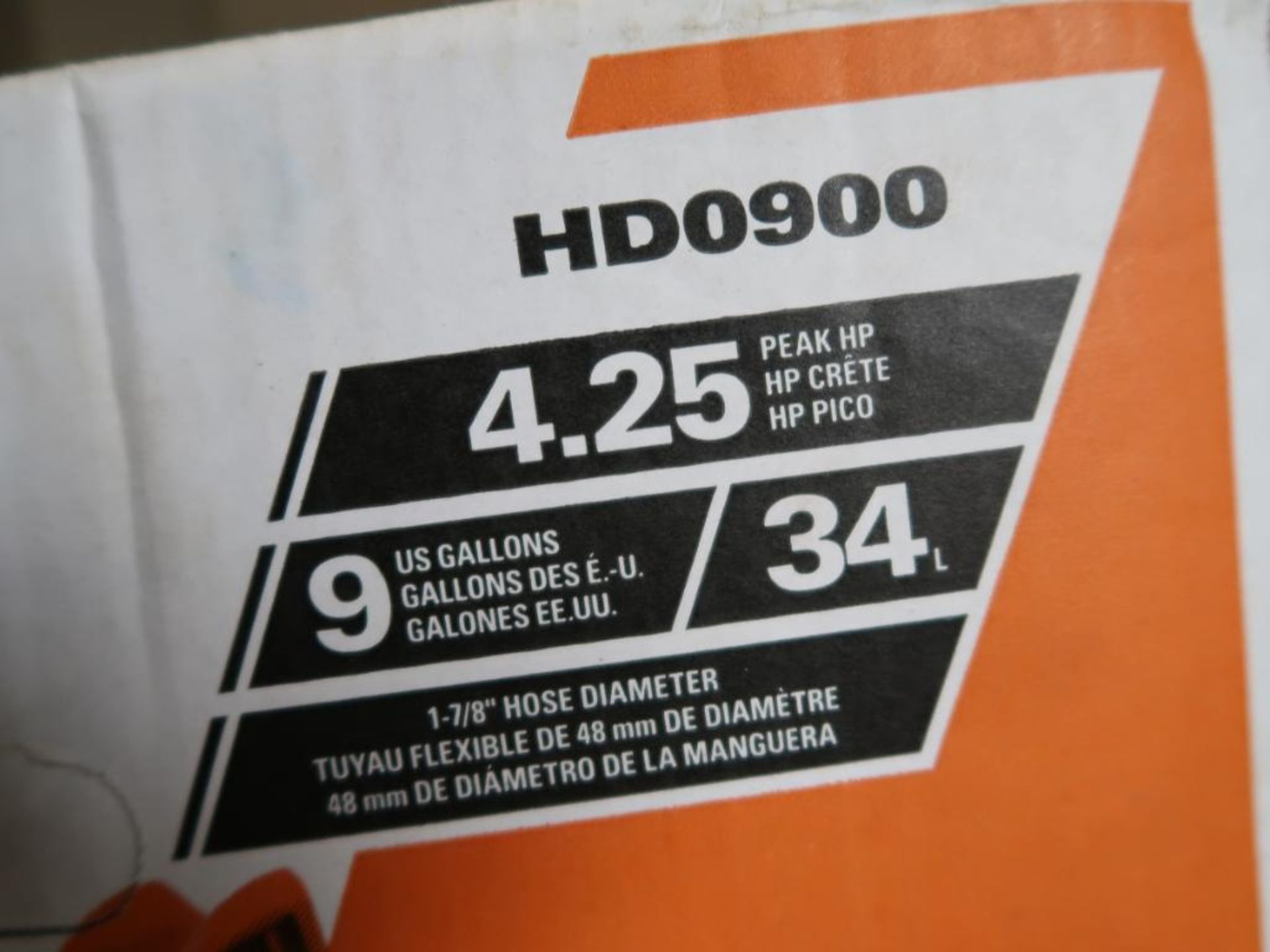 LOT: (1) Ridgid 16 Gallon Wet/Dry Vacuum, (1) Ridgid 9 Gallon Vacuum Model HD0900 (new) - Image 4 of 4