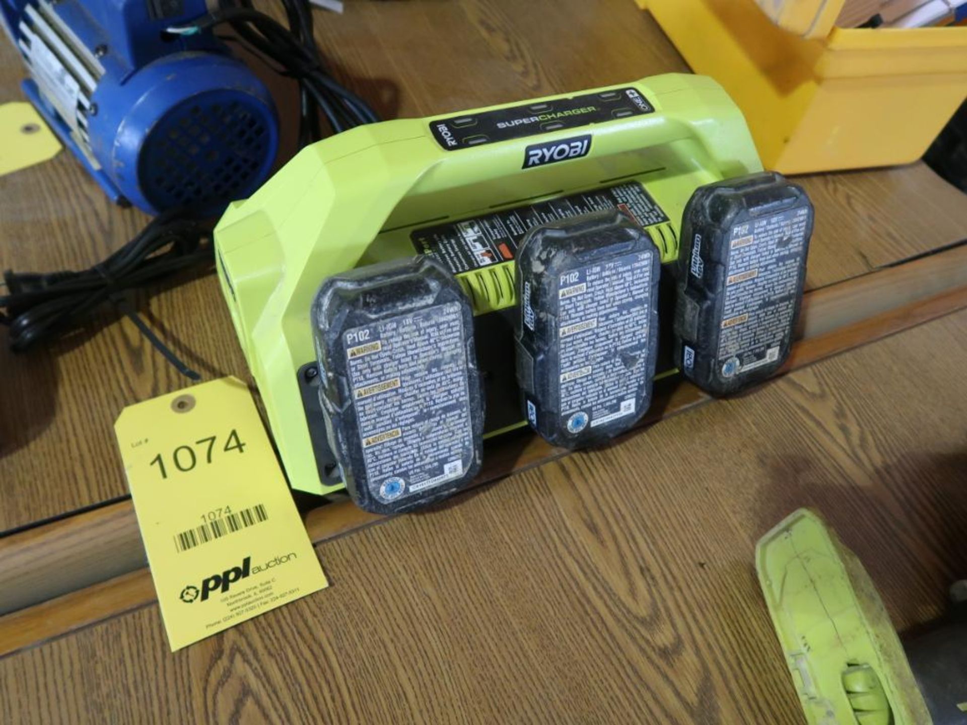 LOT: Ryobi Super Charger, including (3) Batteries