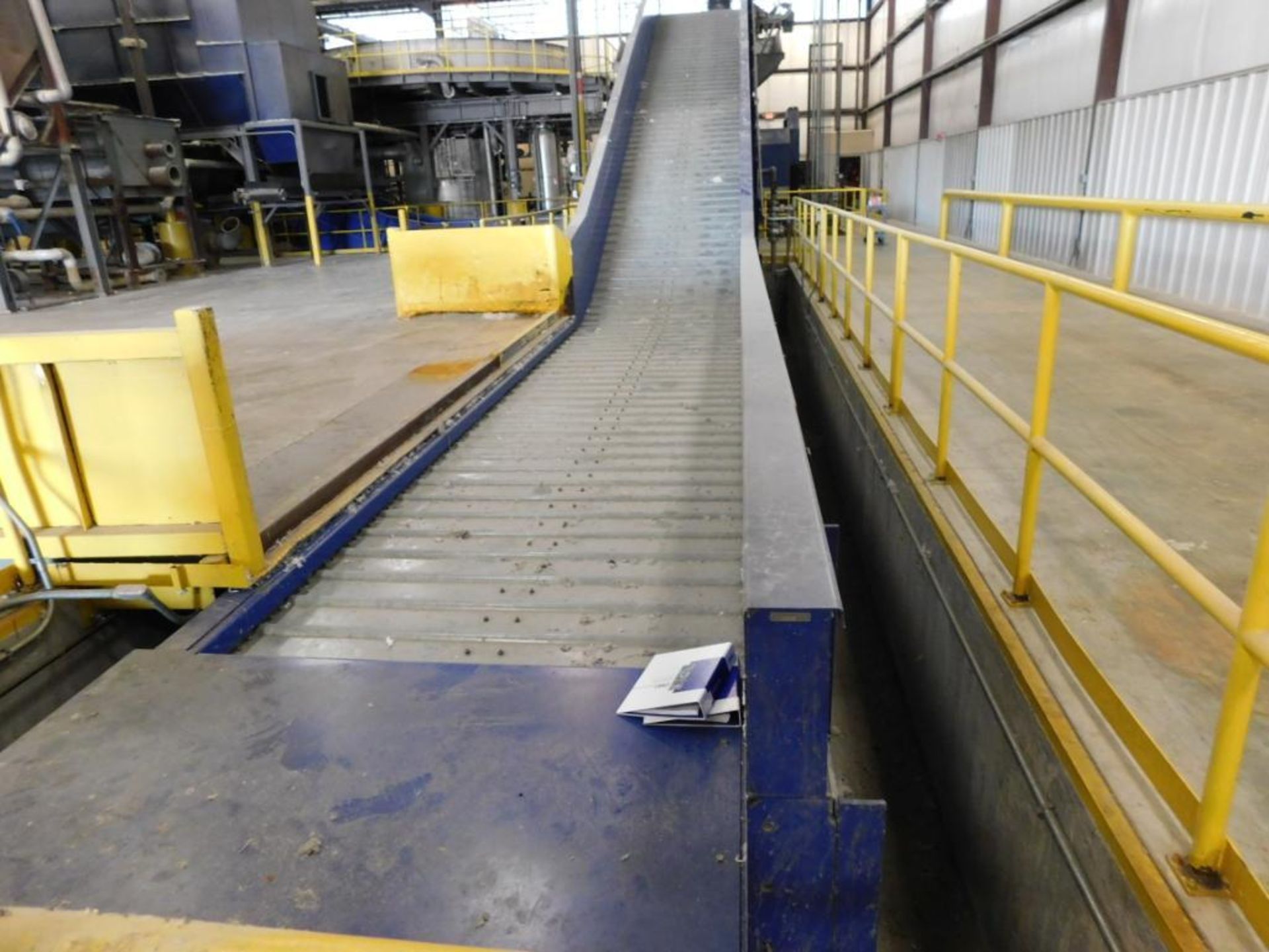 Meri/Voith Metal Slat Belt Infeed Conveyor Model PLB, S/N 02105 (2009), 2000mm Wide x 21,875mm